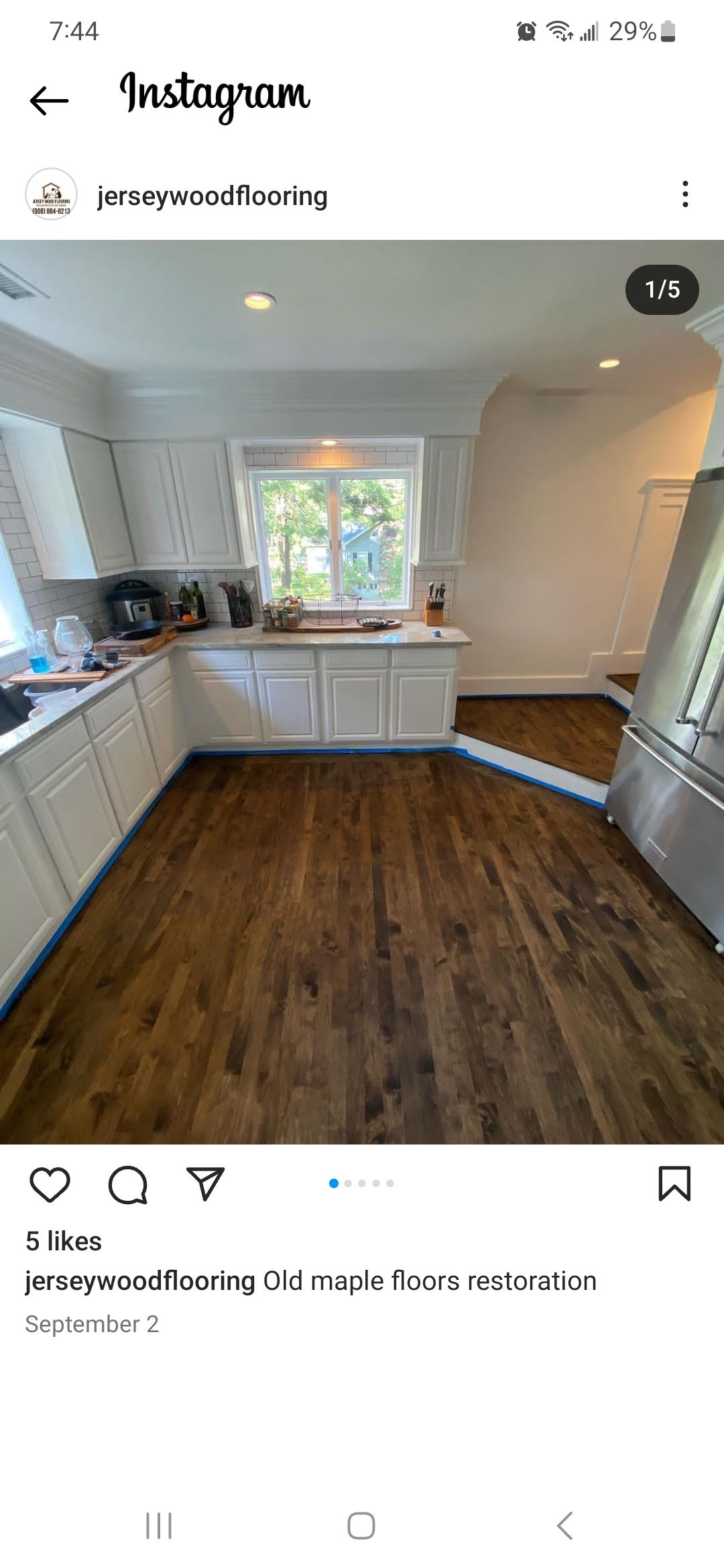 Sand & Refinish Red Oak with Duraseal Jacobean and Bona Mega Satin Finish using Bona Mega Satin by Footprints Floors Morristown