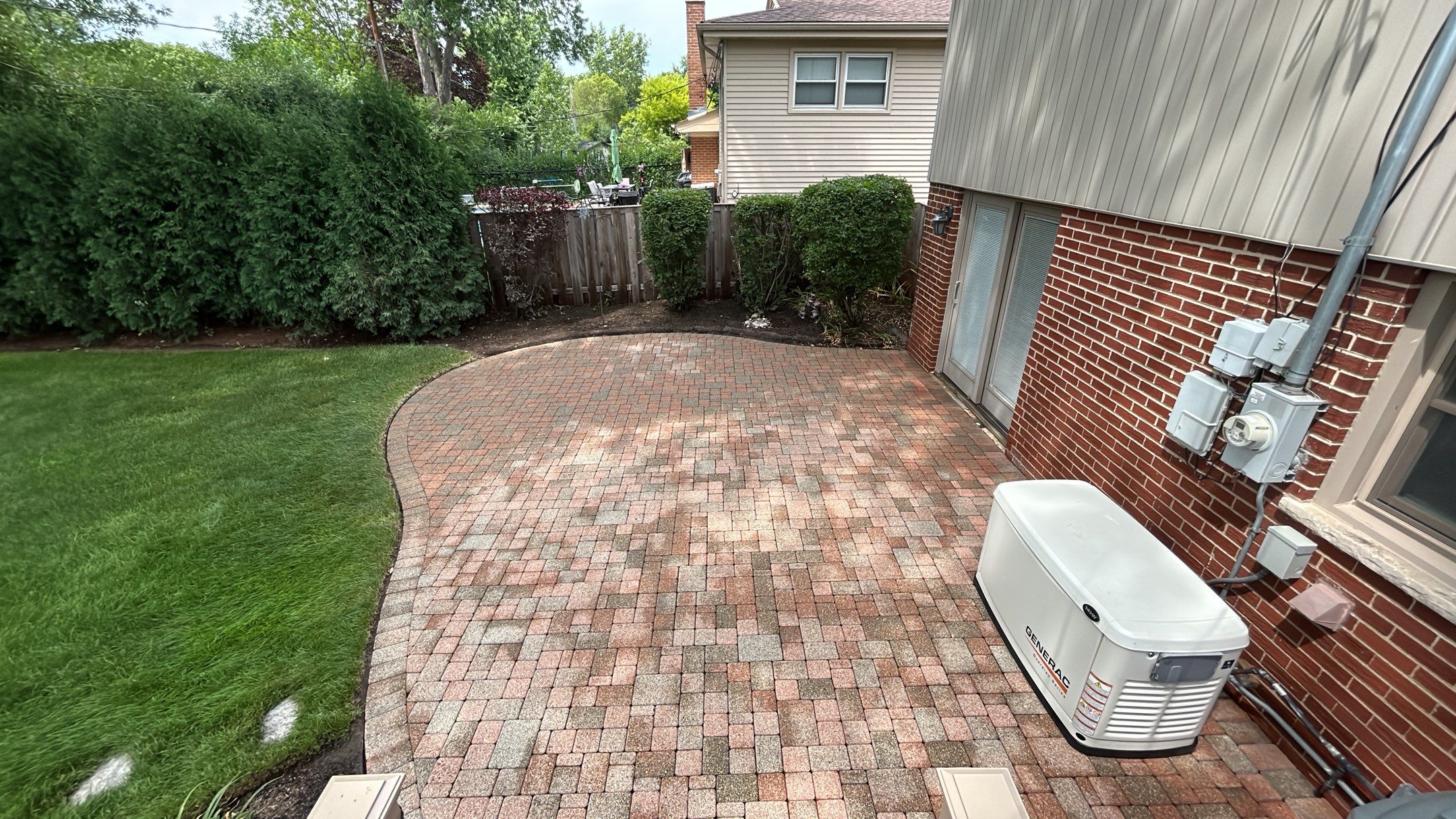 Brick paver clean, sand and seal. using Algaecide, soft wash soap by Northern Power Washing LLC.