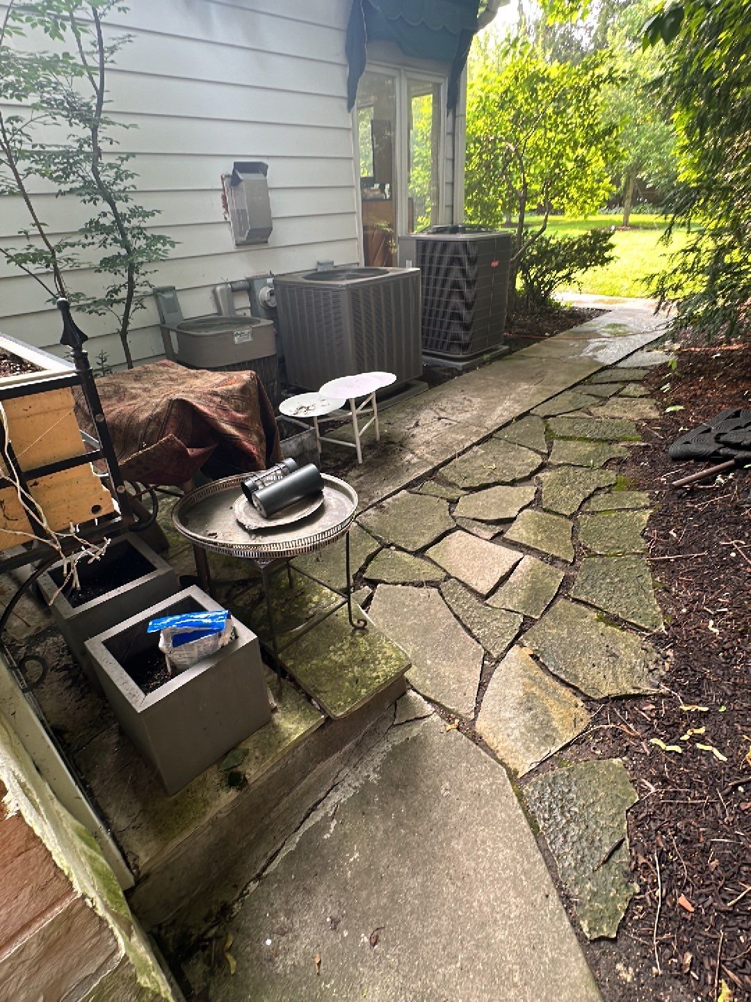 natural stone cleaning using Algaecide, soft wash soap by Northern Power Washing LLC.