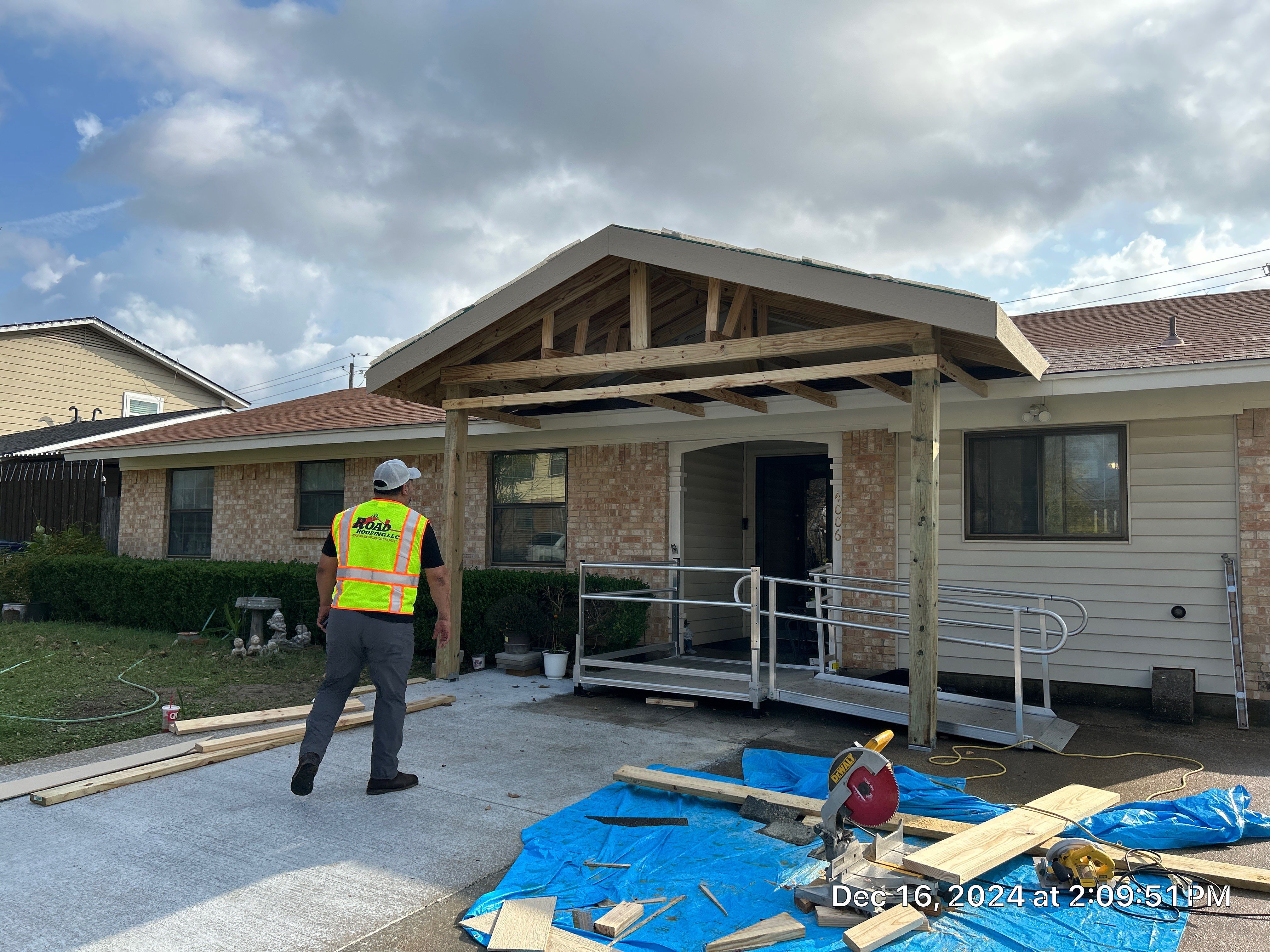 Complete Exterior Renovation: Roof, Custom Porches & Concrete Patio in Garland, TX by road roofing llc