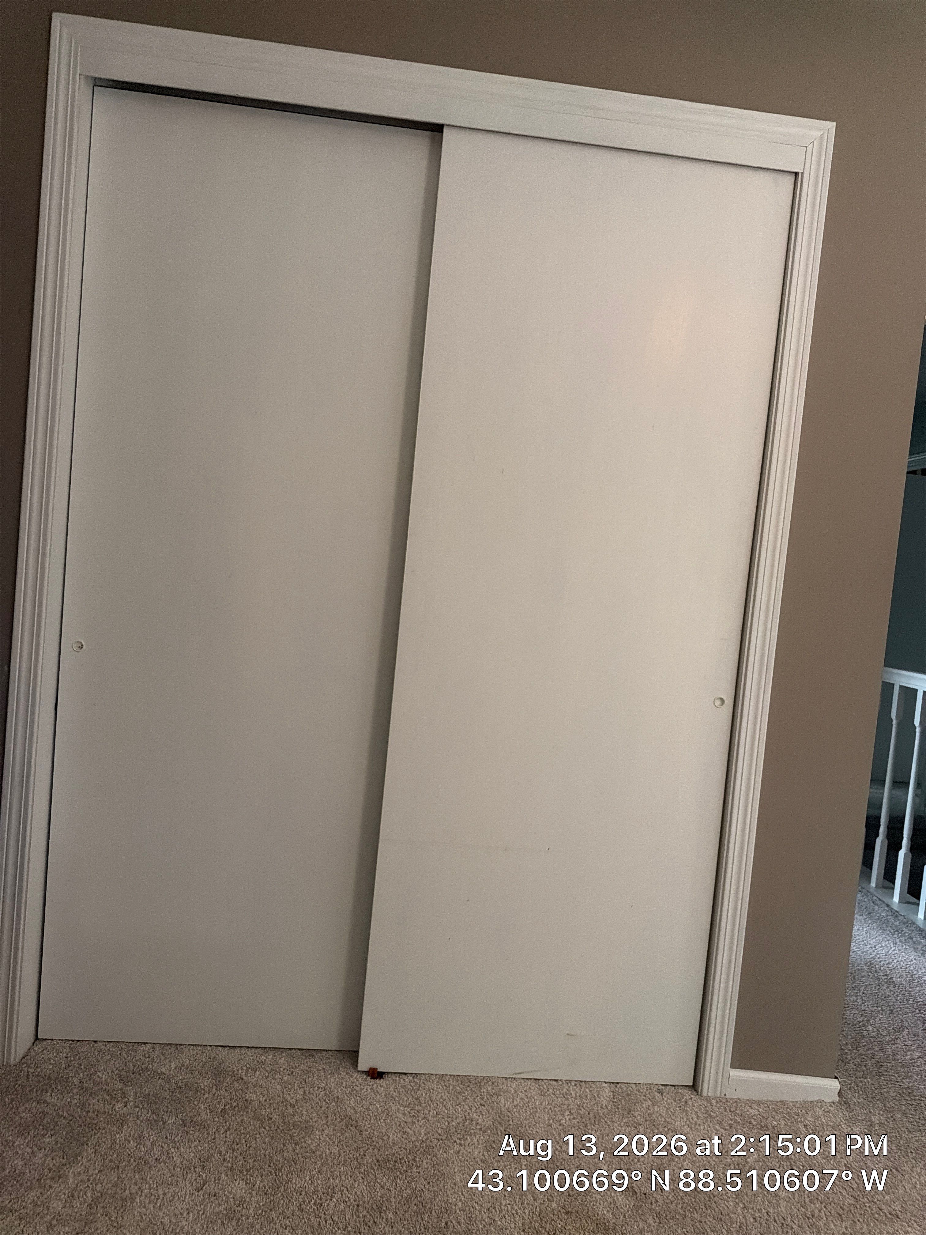 White Sliding Bypass Closet Door Installation in Oconomowoc by CompanyCam Sales Demo