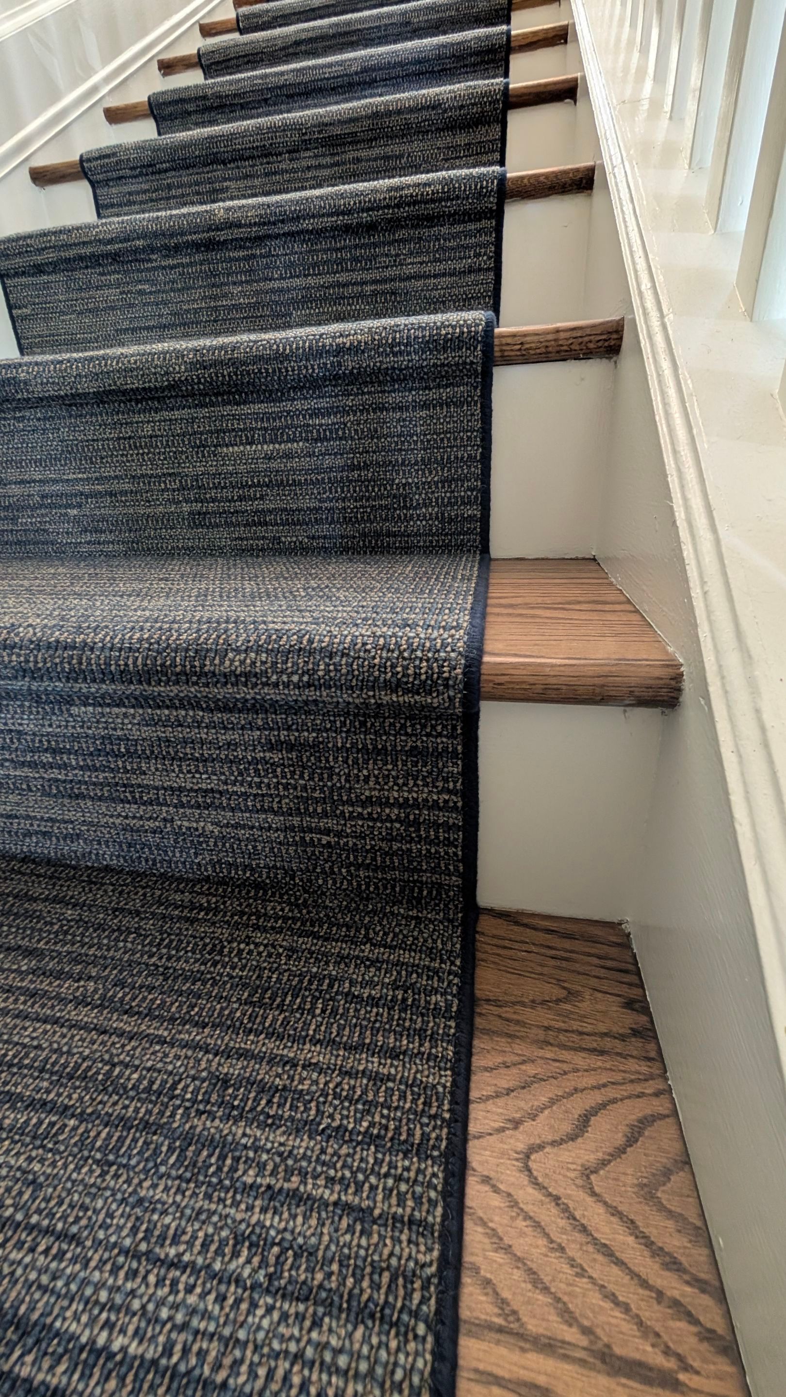 Chicago Residential Staircase Upgrade with Hardwood Treads and Custom Runner by Floor Coverings International of Chicago North Side