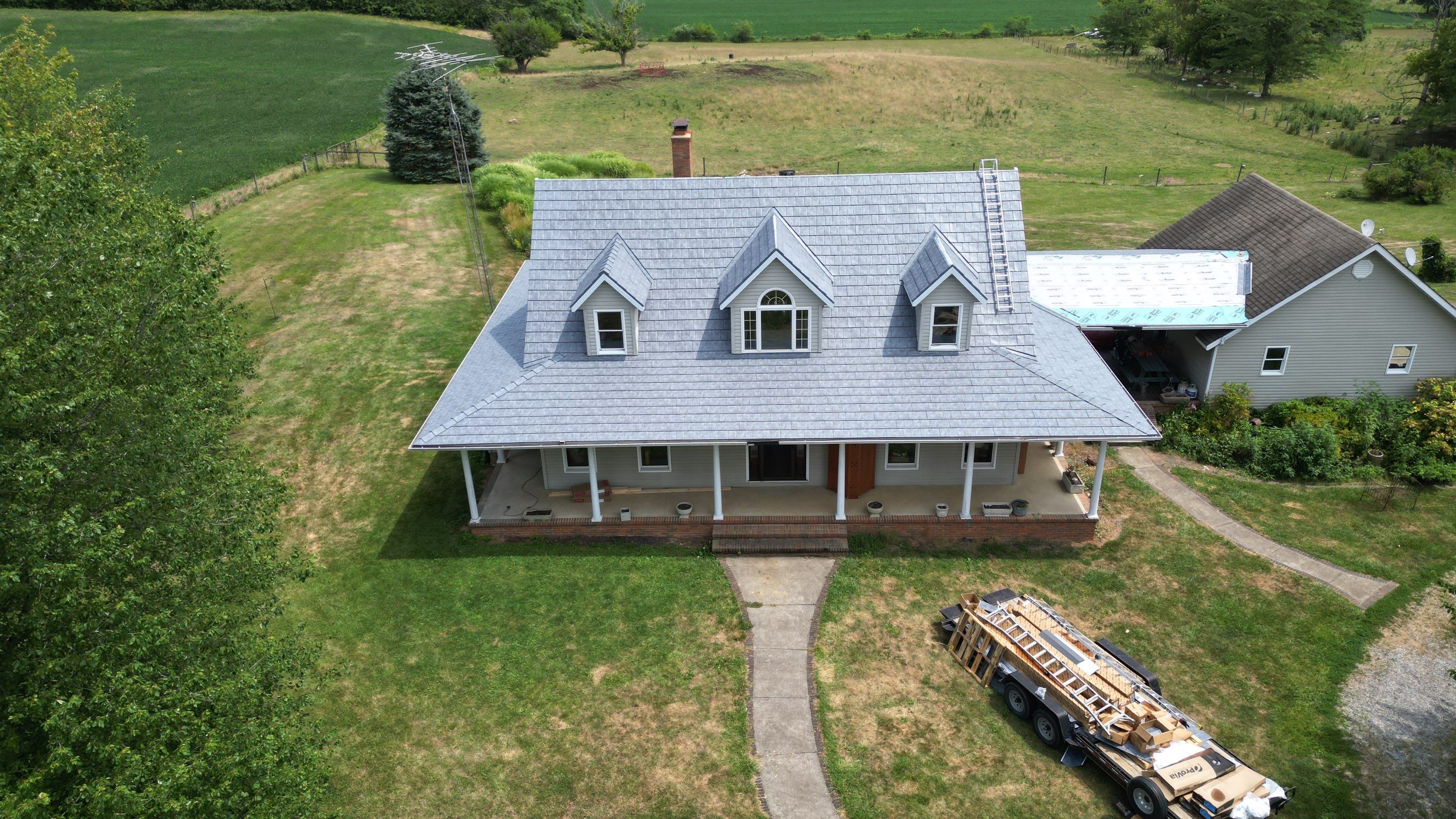 Residential Roofing Installation using ProVia Ironstone Slate Metal Roofing by RoofX 