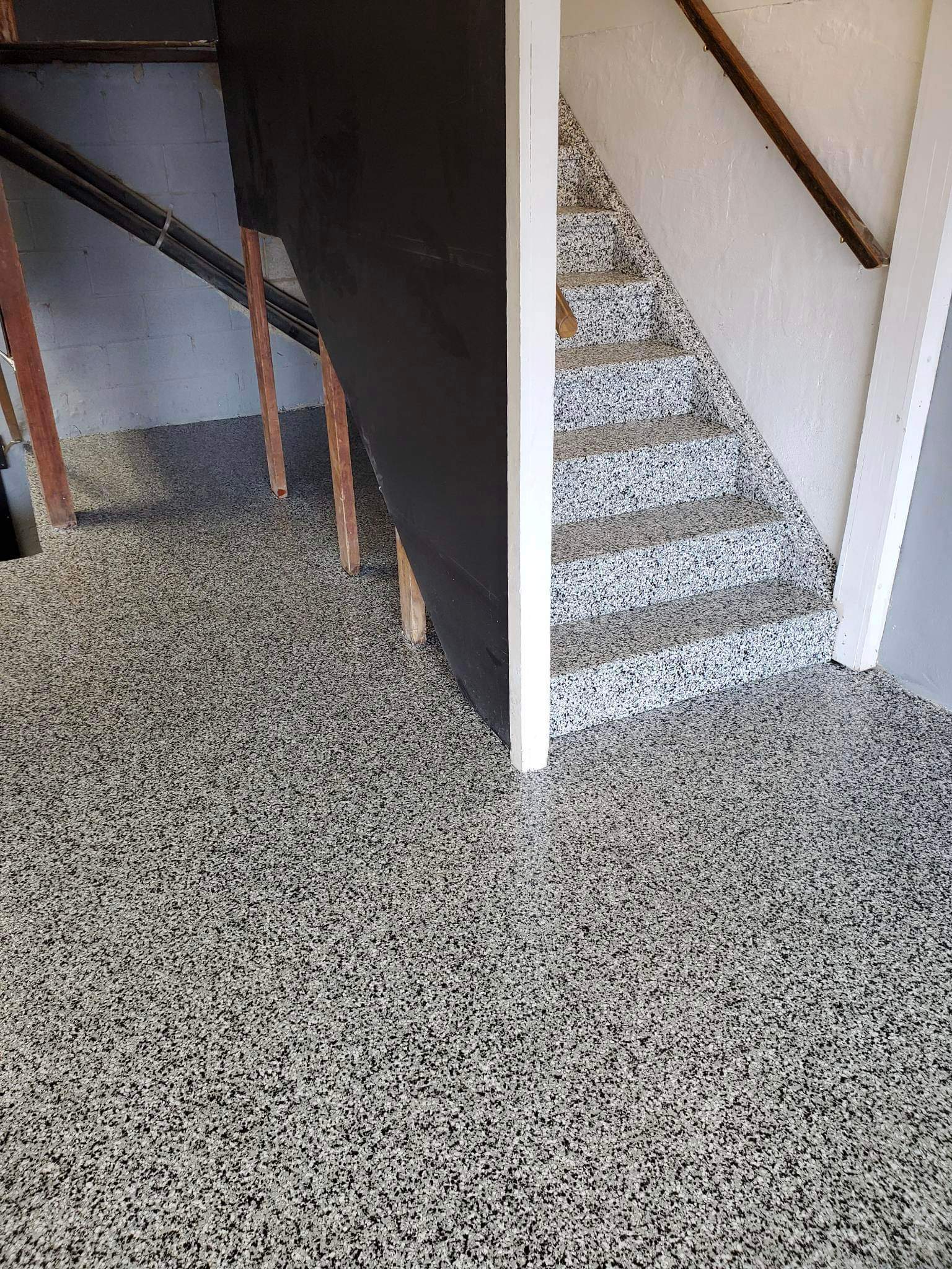 Garage Floor with Stairs using Domino by Your1DayFloor.com