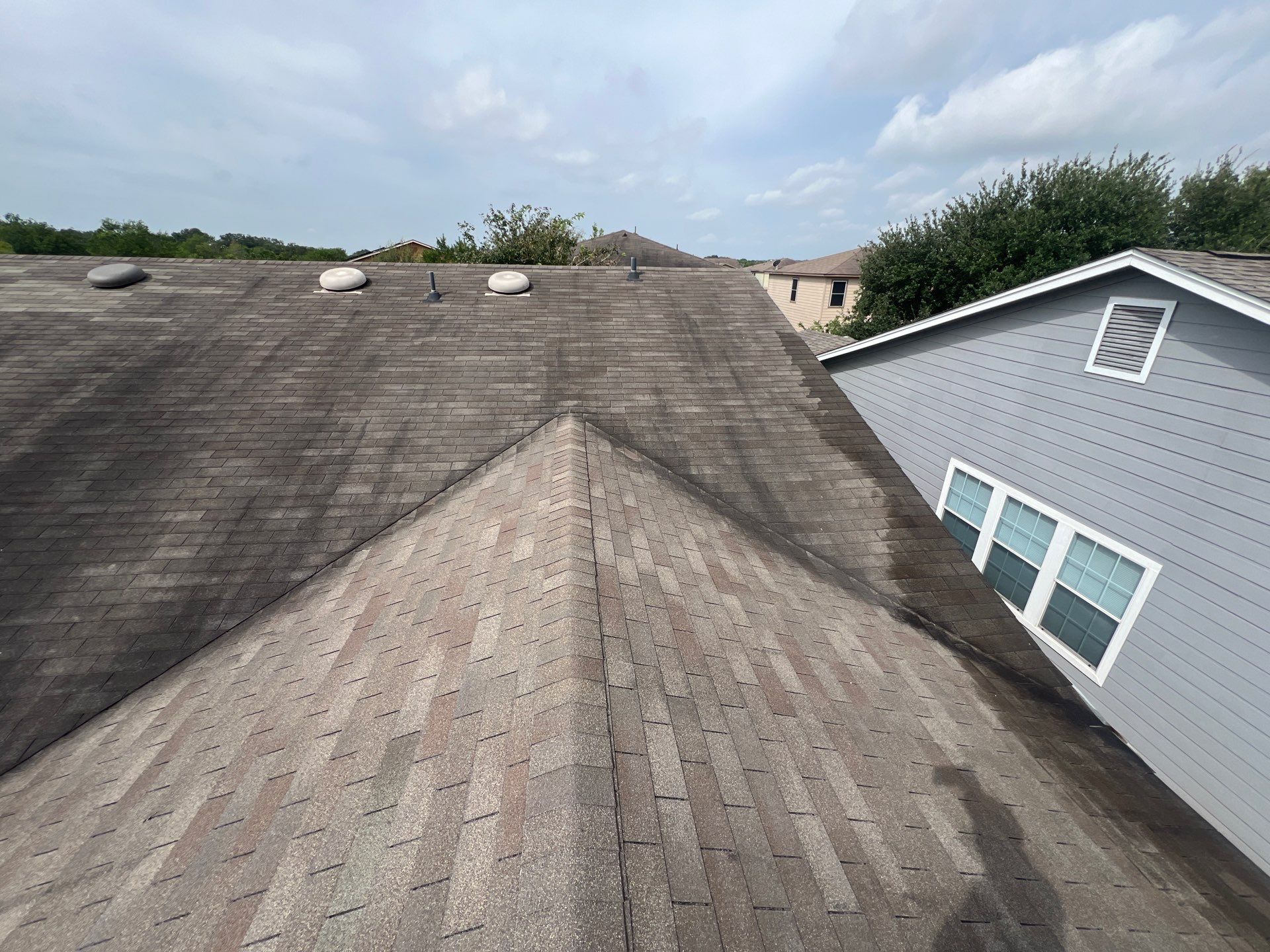 Shingle Roof Wash Project in Cibolo by Bright Choice