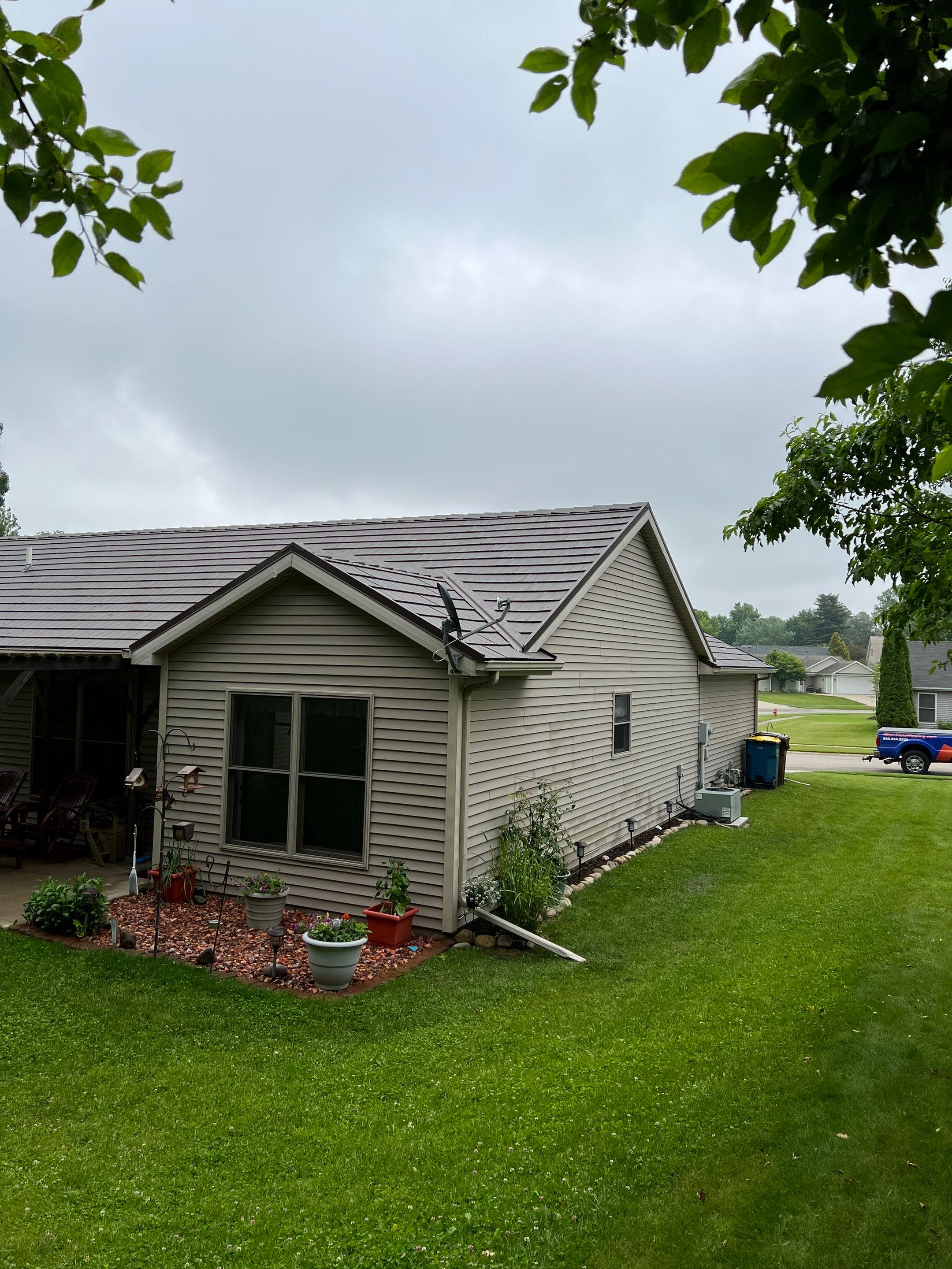 Burnished Slate Metal Shake Roof for Retired Homeowners in Angola, Indiana by 4Ever Metal Roofing