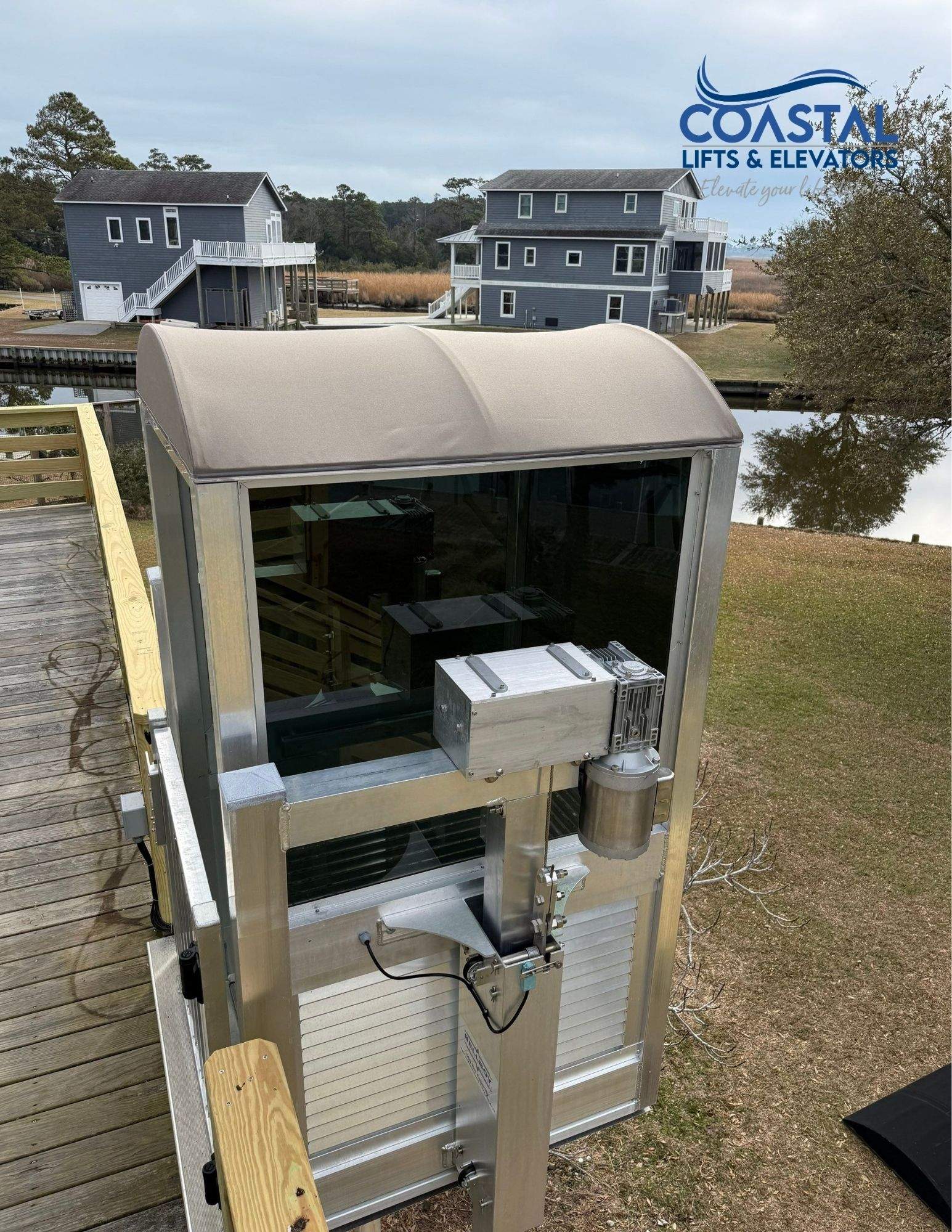Residential Exterior Elevator Installations  by Coastal Boat Lift Repair LLC