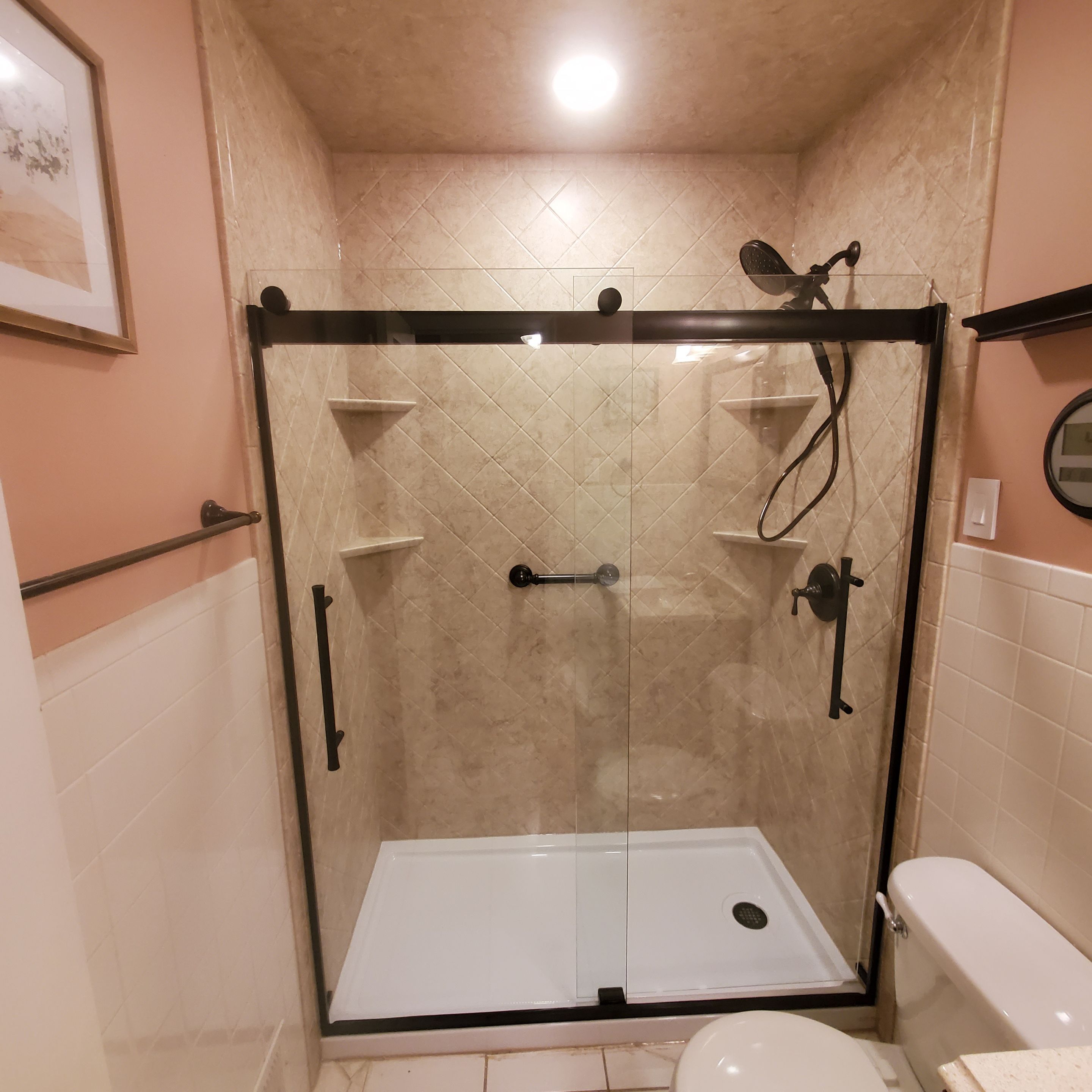 Premier Tub to Shower Conversion - Brecchia Diamond  by All County One Day Bath 