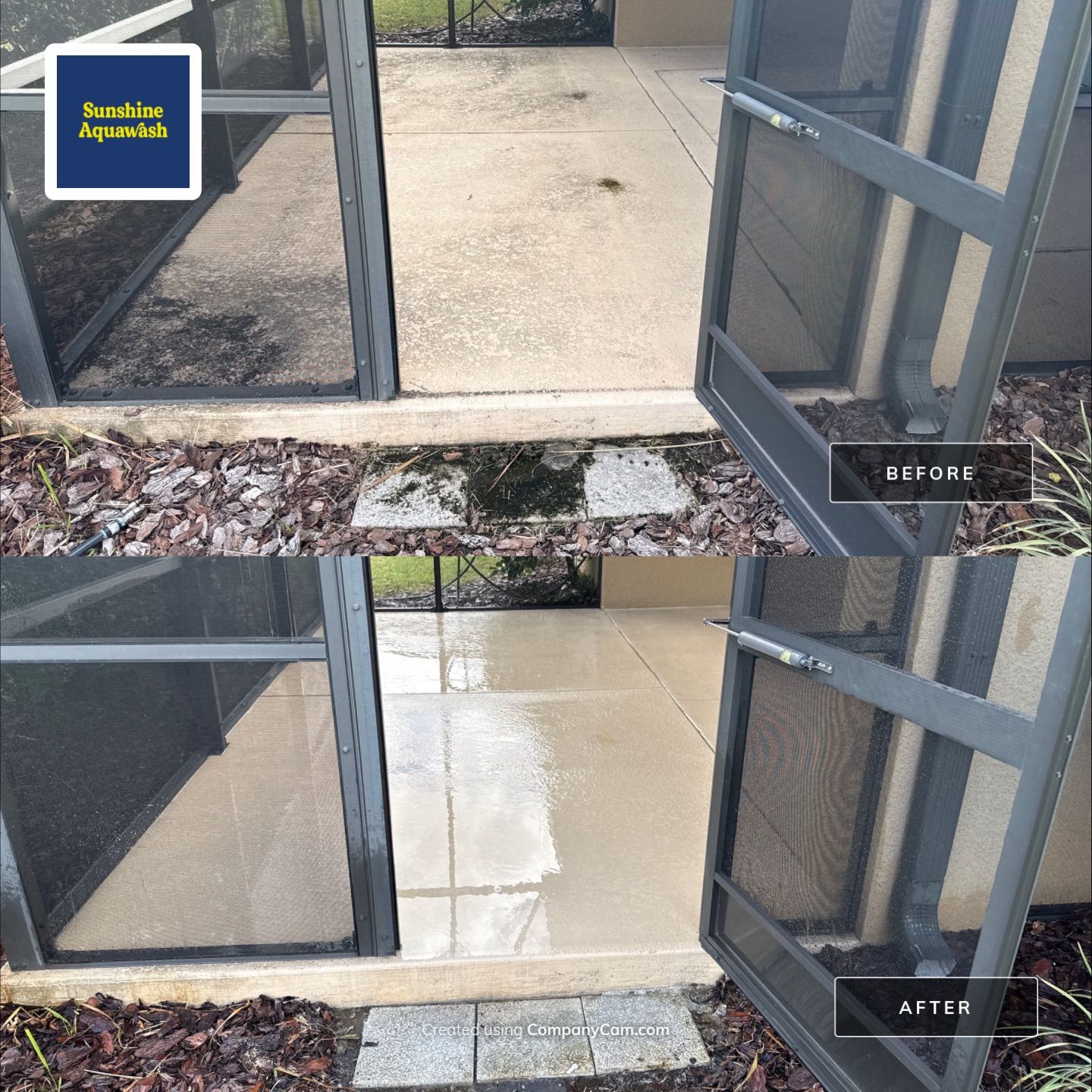 Driveway, Sidewalk & Lanai Cleaning Transformation | Forest Creek Parrish, FL by Sunshine AquaWash