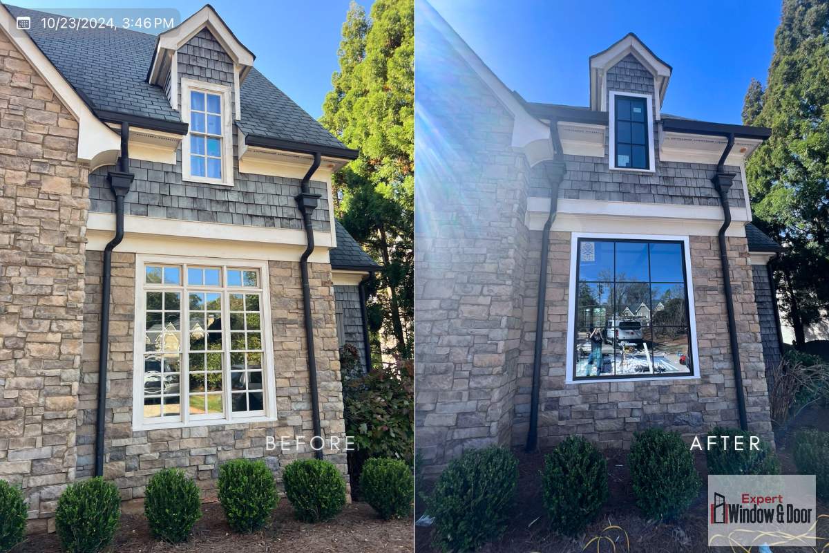 Atlanta Residential Window Replacement with Black Frames by Expert window & Door