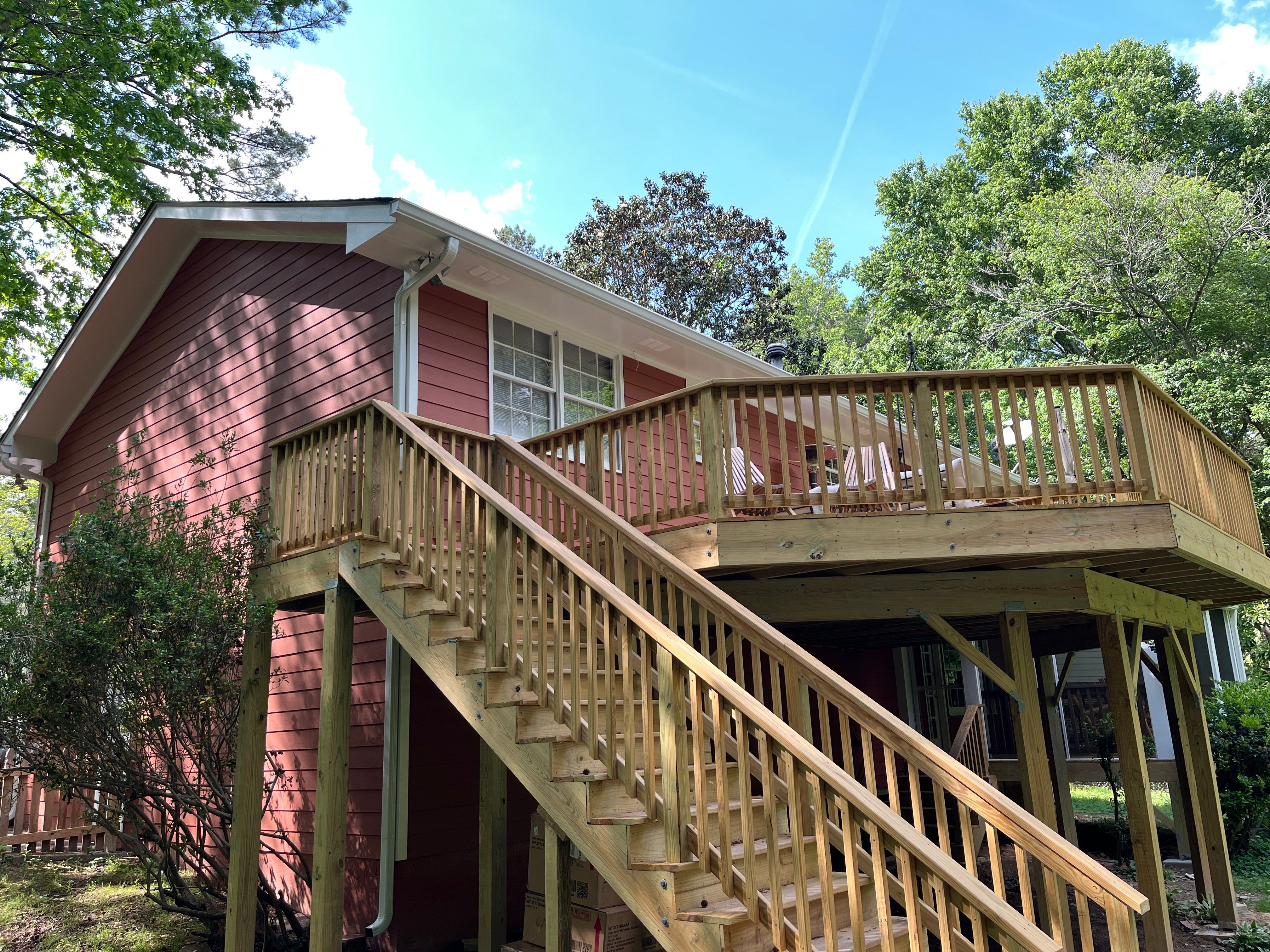 Atlanta, GA James Hardie Siding, Pressure Treated Wood Deck Replacement, and Exterior Painting by Nelson Exteriors 