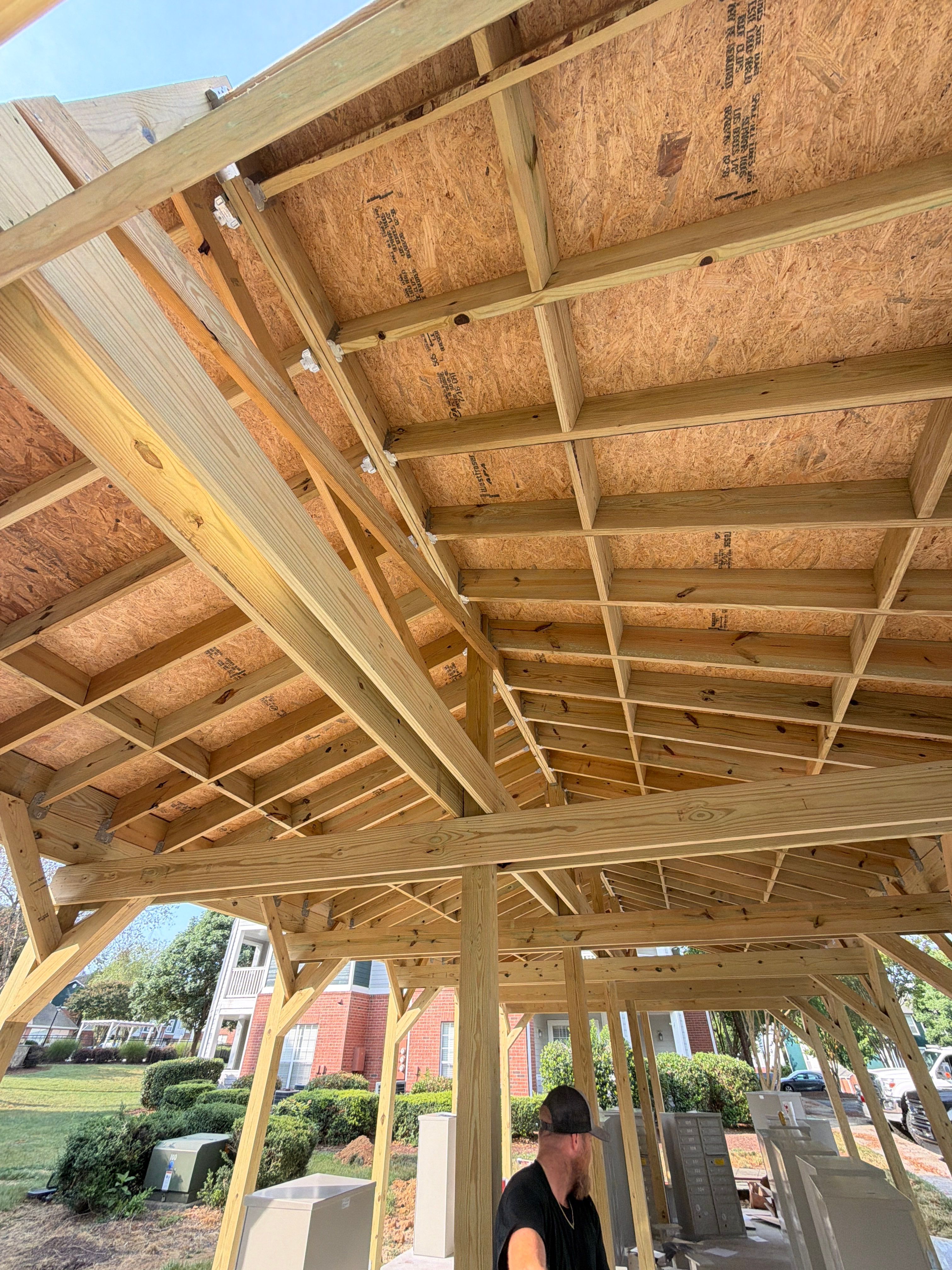 Custom Timber Frame Pavilion for Cluster Mailbox Units in Raleigh by Billy Weatherspoon Contractor