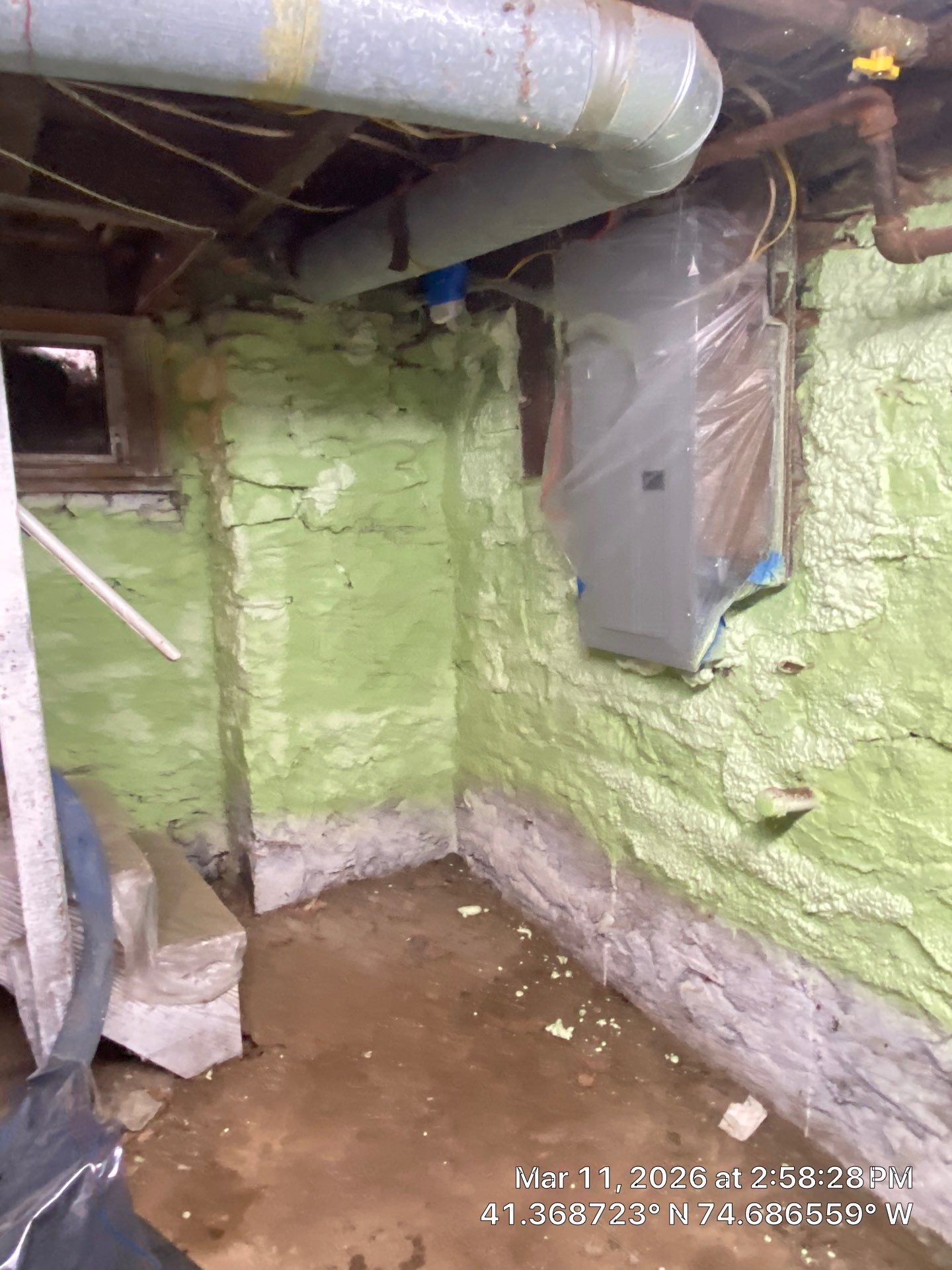 Basement Exterior Walls using Closed Cell Spray Foam by NYS Foam & Energy