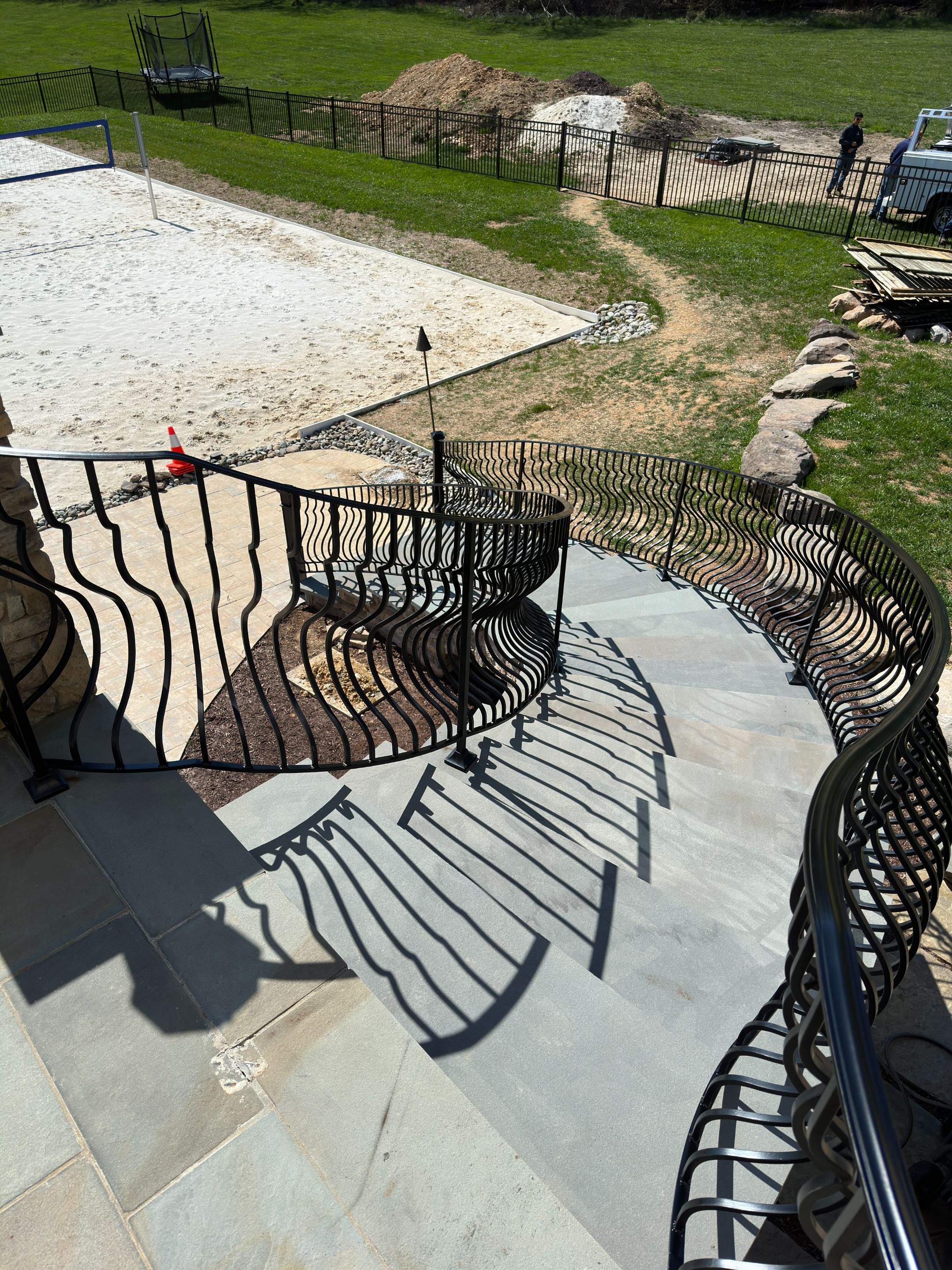 Ornamental Exterior Stair Railings – Custom Slate Surface Mount – Ijamsville, MD by Capitol Iron Works
