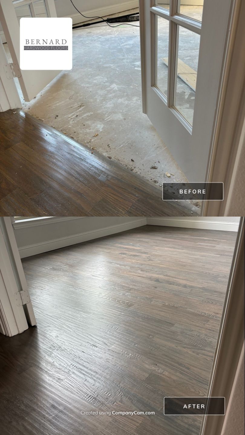 Refinish from Brown to Warm Gray  by Bernard Hardwood Floors