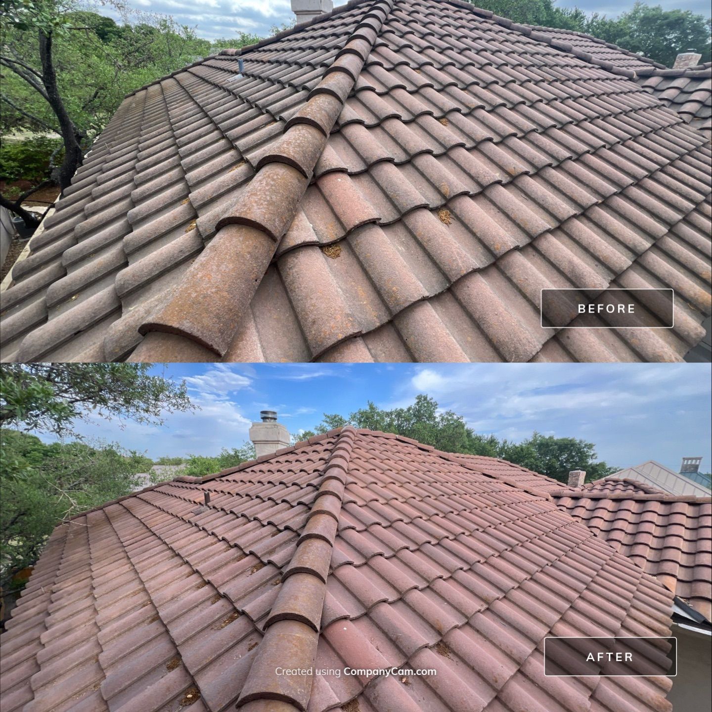 Tile Roof Wash Project in San Antonio by Bright Choice