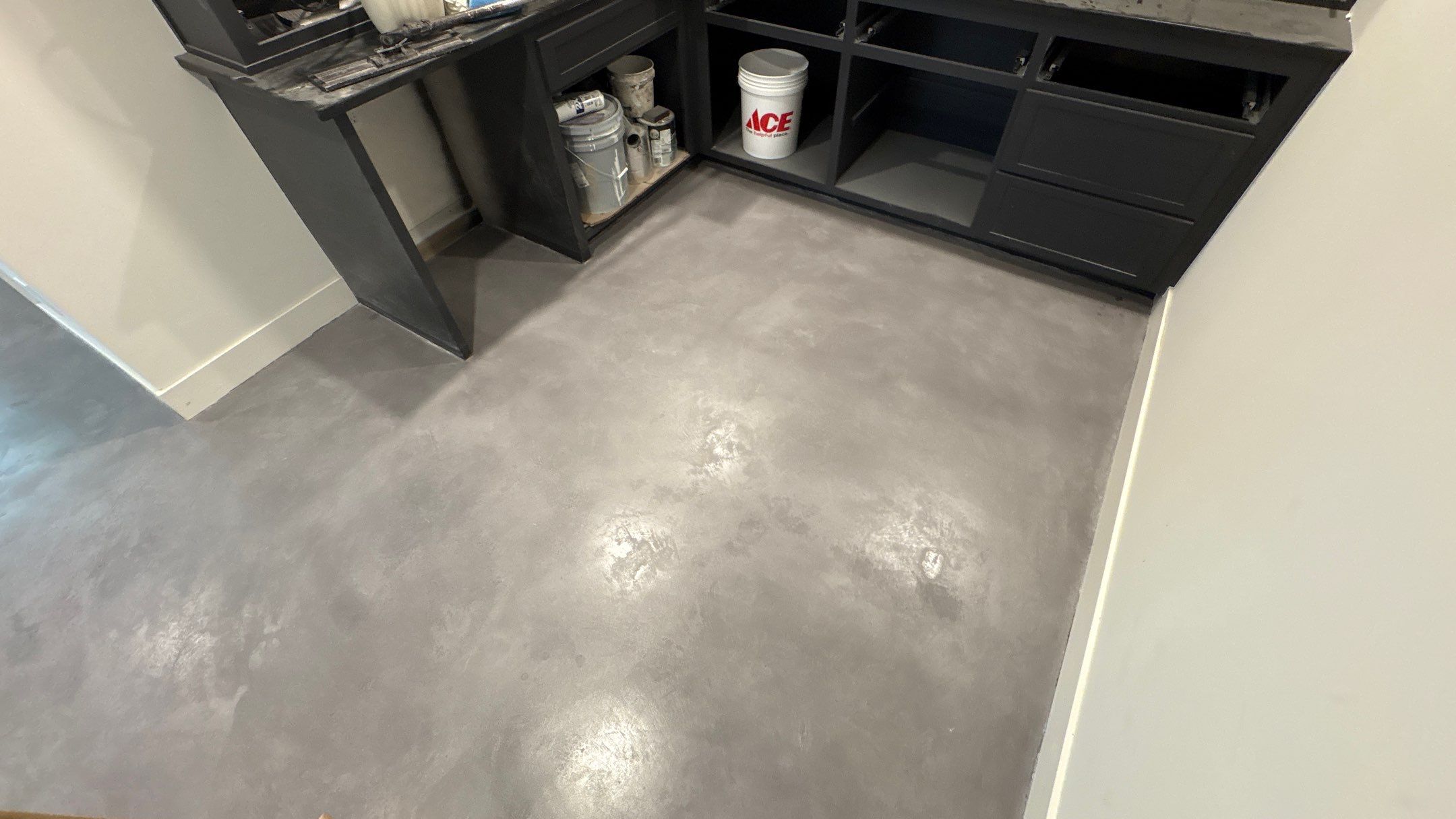 Basement Floor Overlay - Lawrence, KS by Big Red Decorative Concrete, LLC