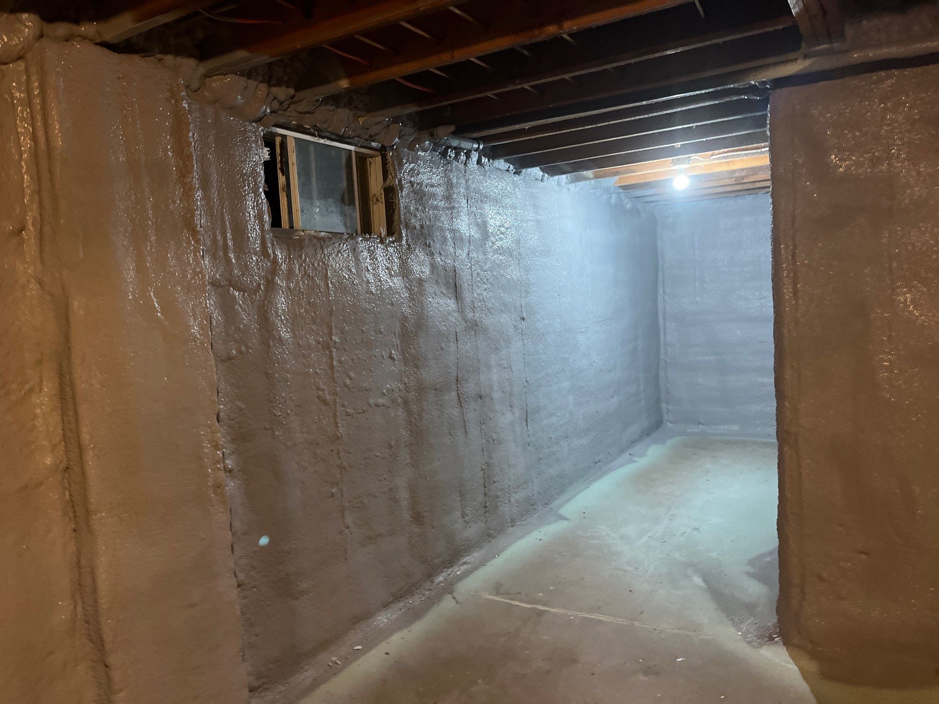 Basement Exterior Walls using Closed Cell Spray Foam by NYS Foam & Energy