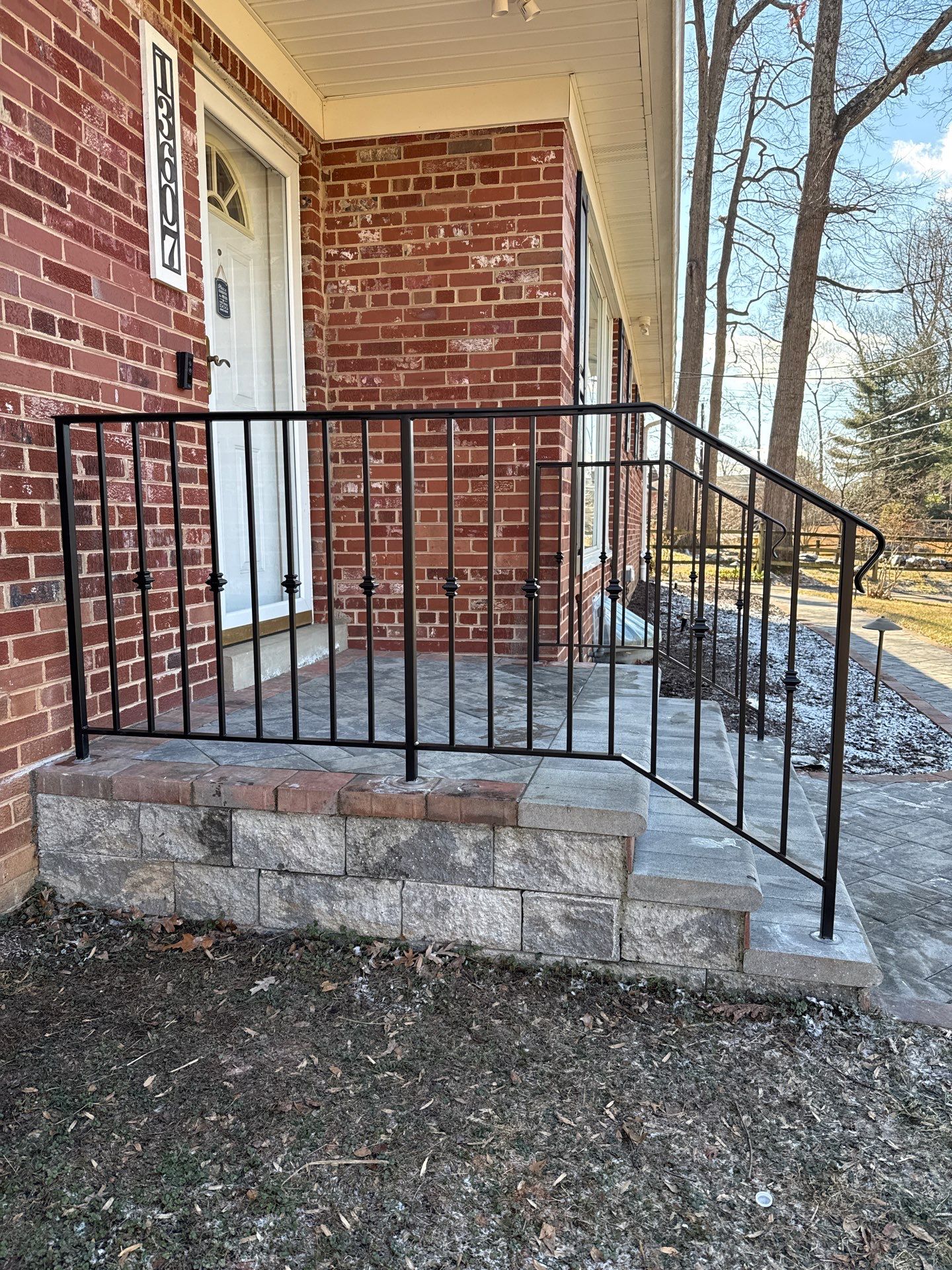 Custom Exterior Iron Railing with Ornamental Detail by Capitol Iron Works