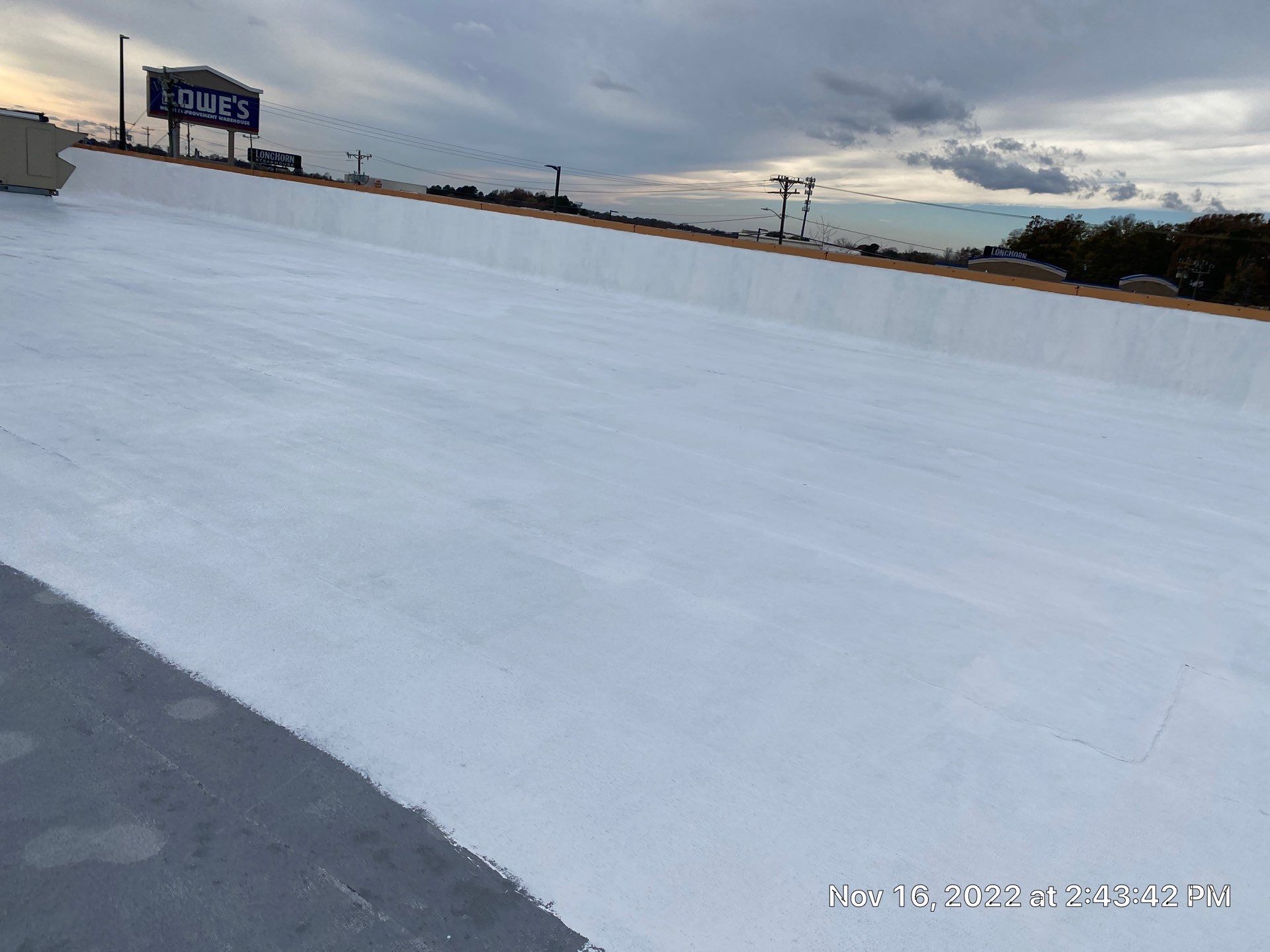 Commercial Coating using Poly Urerthane and Silicone Coating by Just In Time Roofing and Restoration