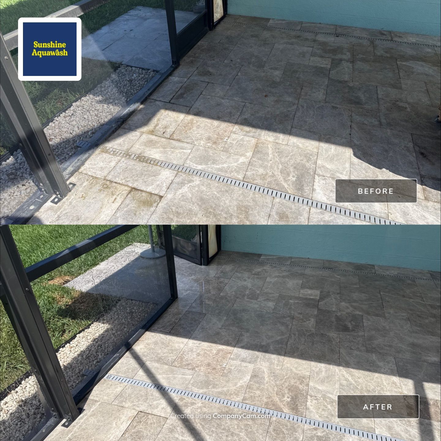 Travertine Pool Deck, Lanai & Screen Enclosure Cleaning Near Manatee River | Bradenton, FL by Sunshine AquaWash