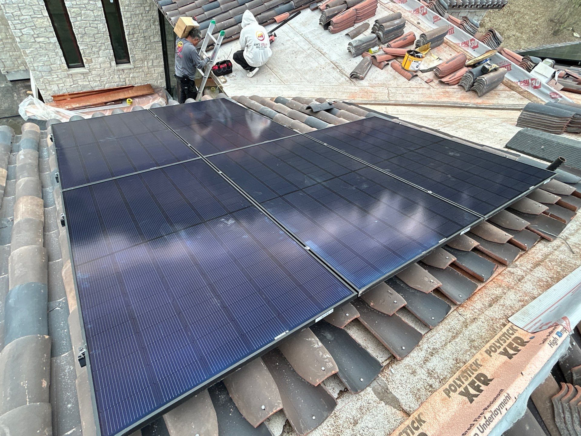 Solar Panel and Clay Tile Roof Installation in Hidden Hills by AWS Solar