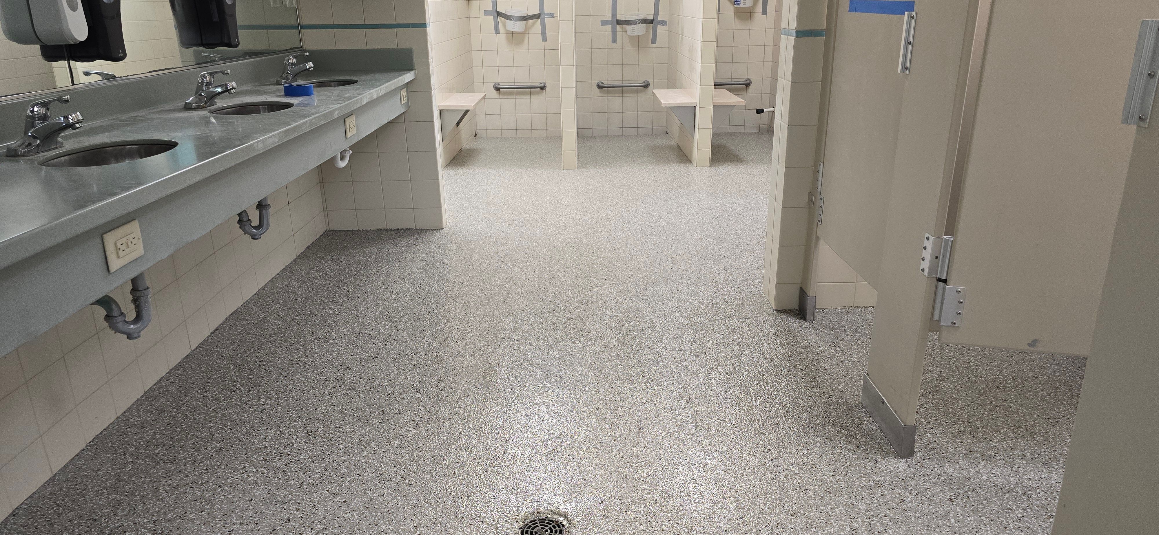 Gym Locker Room Upgrade Using Creekbed by Elite Floor Solutions