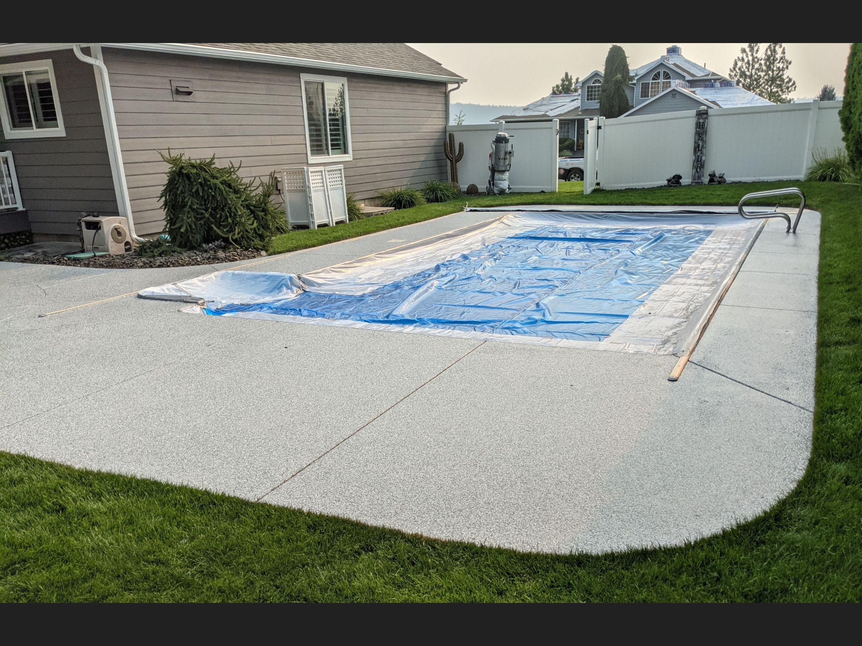 Pool Deck Transformation using Slate Stone by Croc Coatings, LLC
