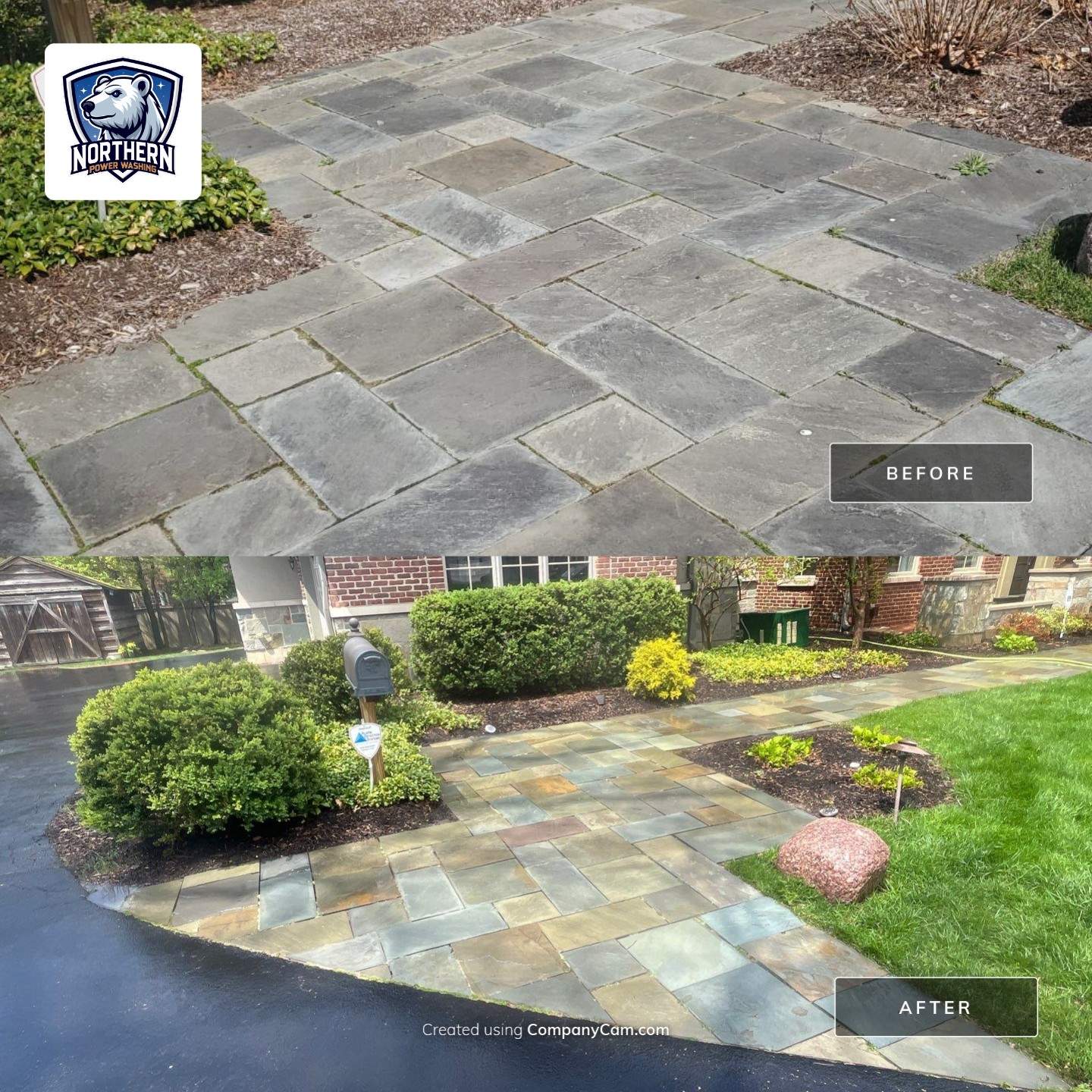 bluestone using Algaecide, soft wash soap by Northern Power Washing LLC.