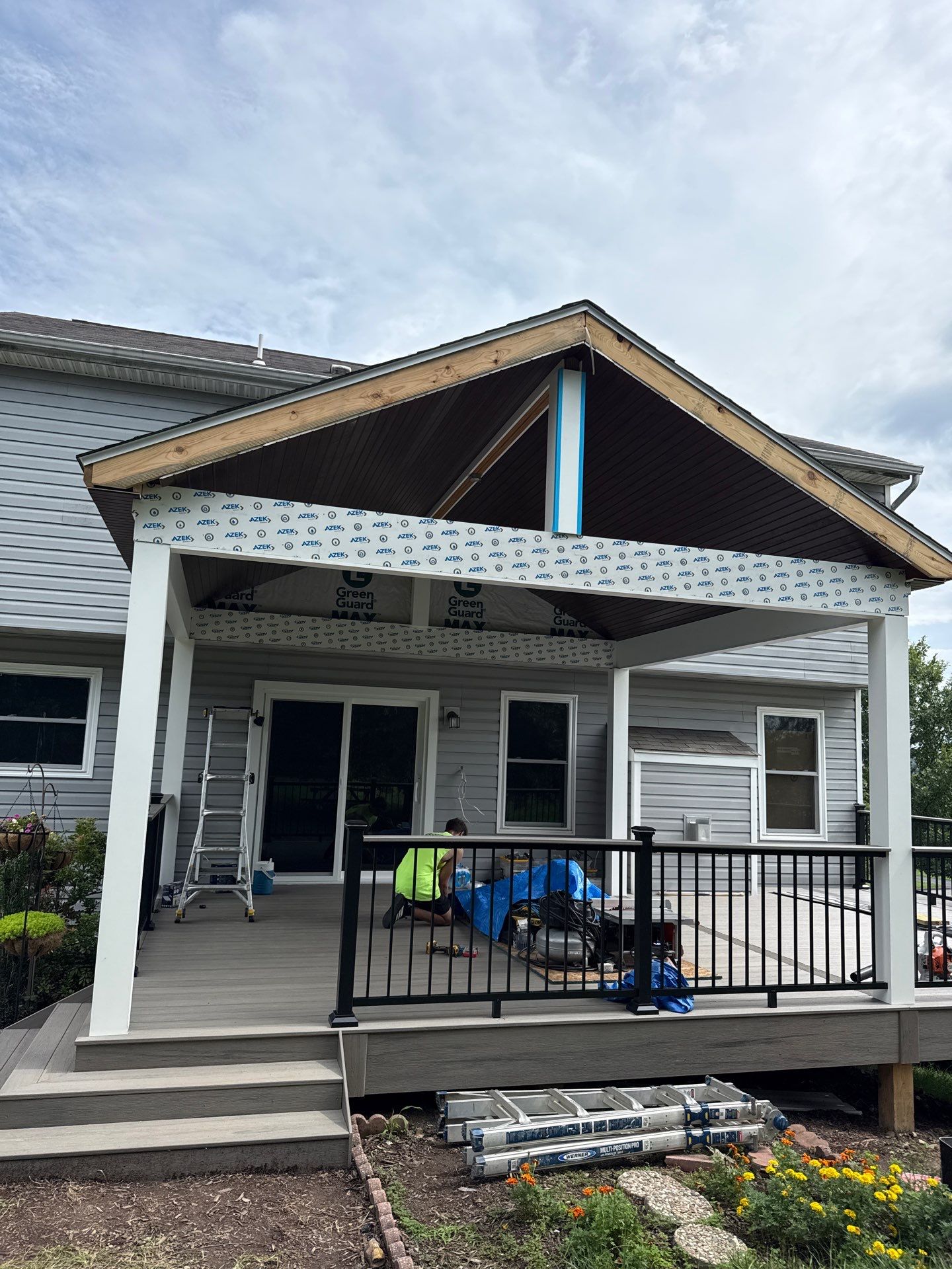 Custom Composite Deck Build with Gabled Roof in Jefferson Hills by Cousins Roofing Siding & Decks