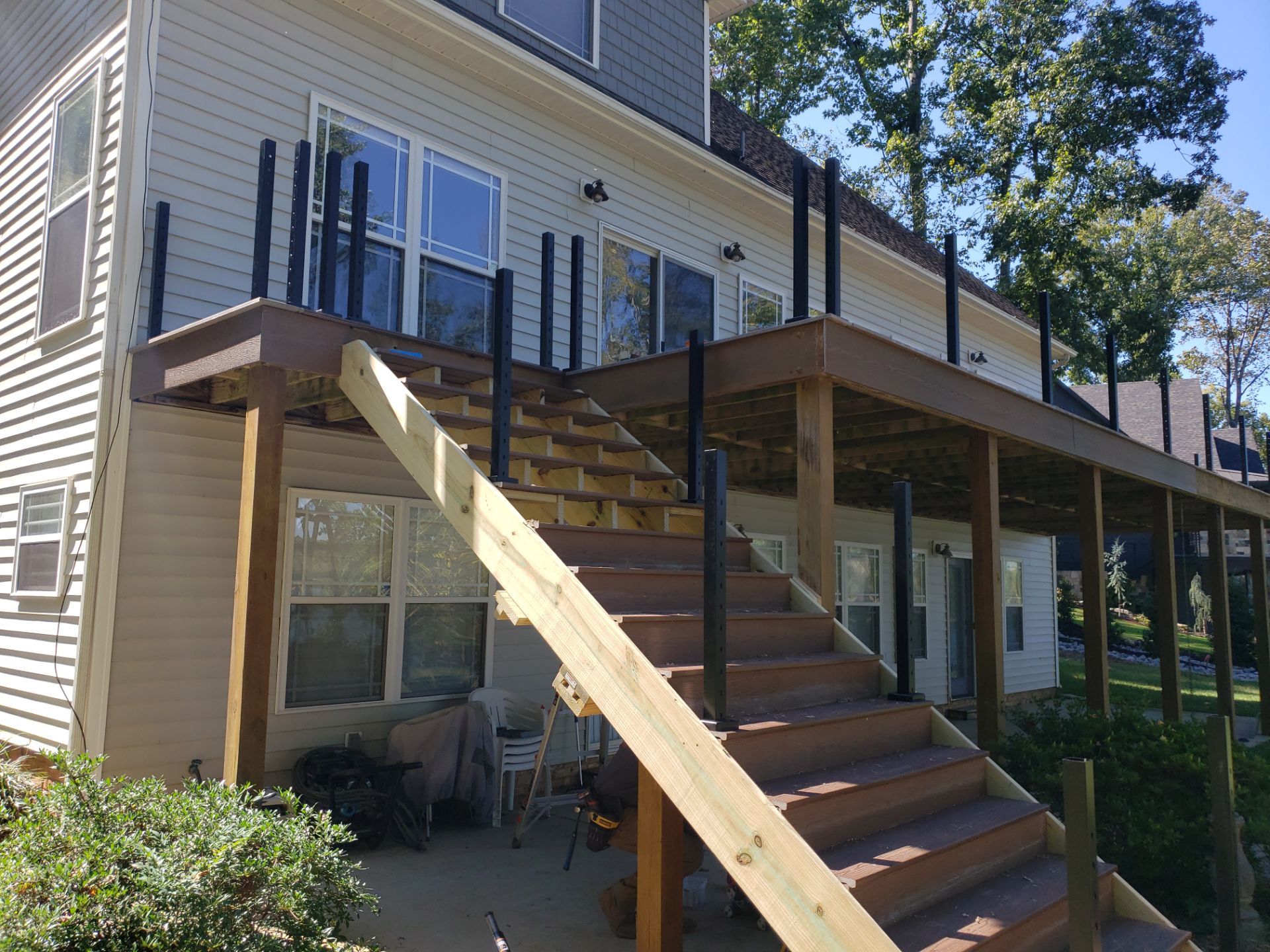 New Deck Stairs & Cable Railing Installed! by A Step Above Handy LLC 