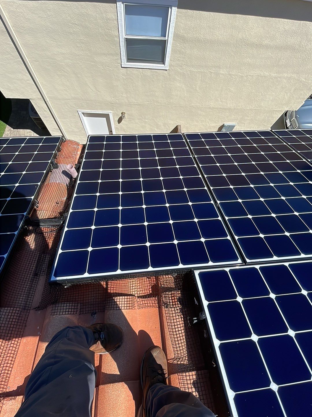 Solar Panel Bird Proofing using Critter Guard Mesh by All One Solar Shine