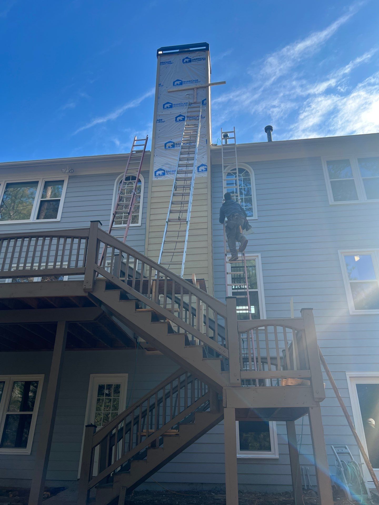 Chimney Siding Reconstruction and Full Exterior Painting in Marietta by Swift Home Renovations