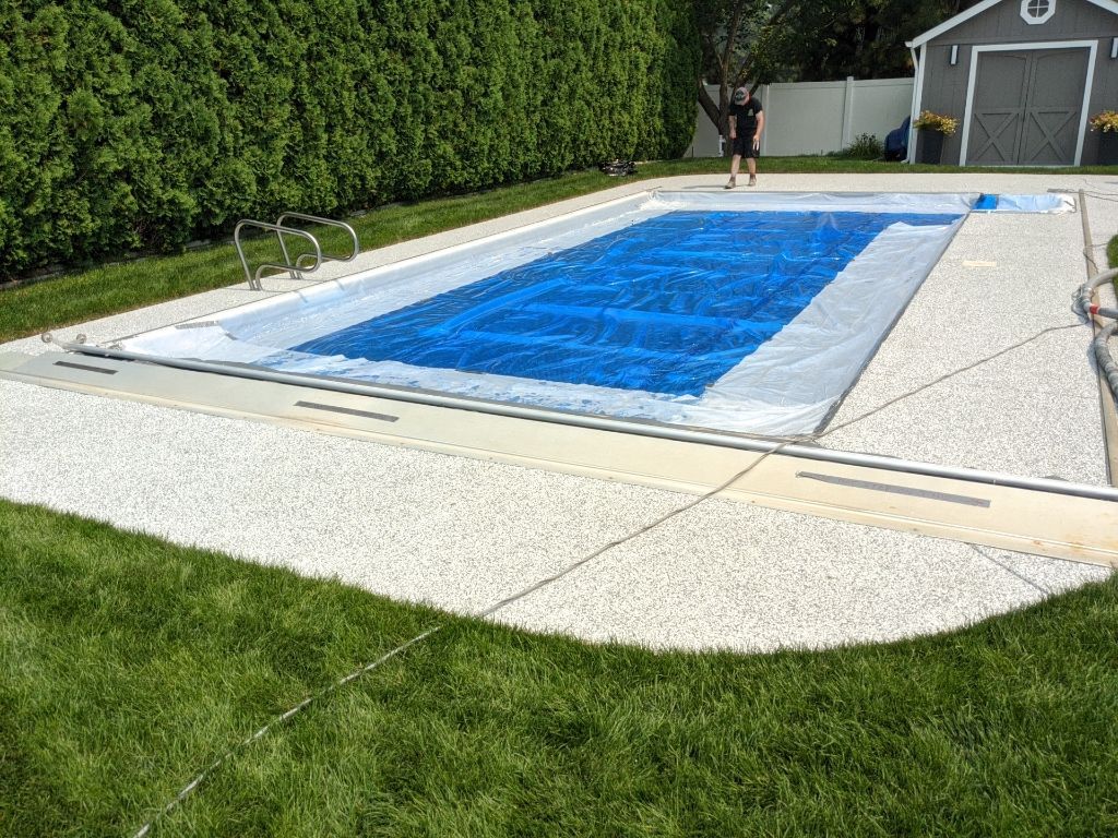 Pool Deck Transformation using Slate Stone by Croc Coatings, LLC