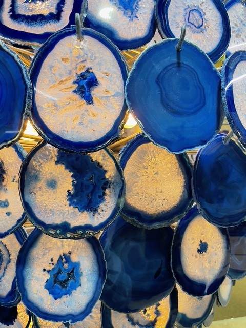 Custom Agate Chandelier and Sconce Lighting Installation by Solara Custom Living