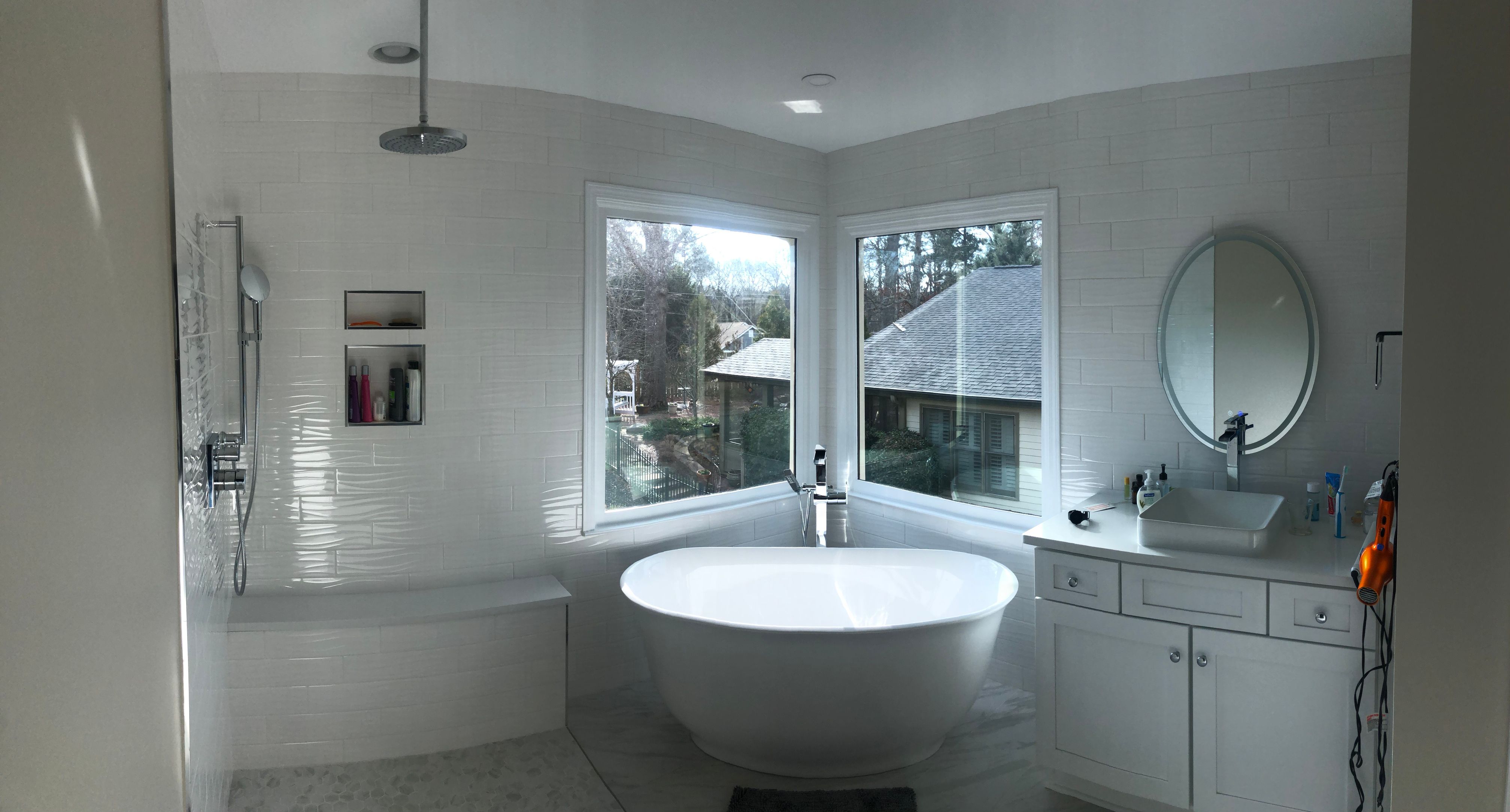 Modern Bathroom Remodel With Freestanding Tub In Marietta by Swift Home Renovations