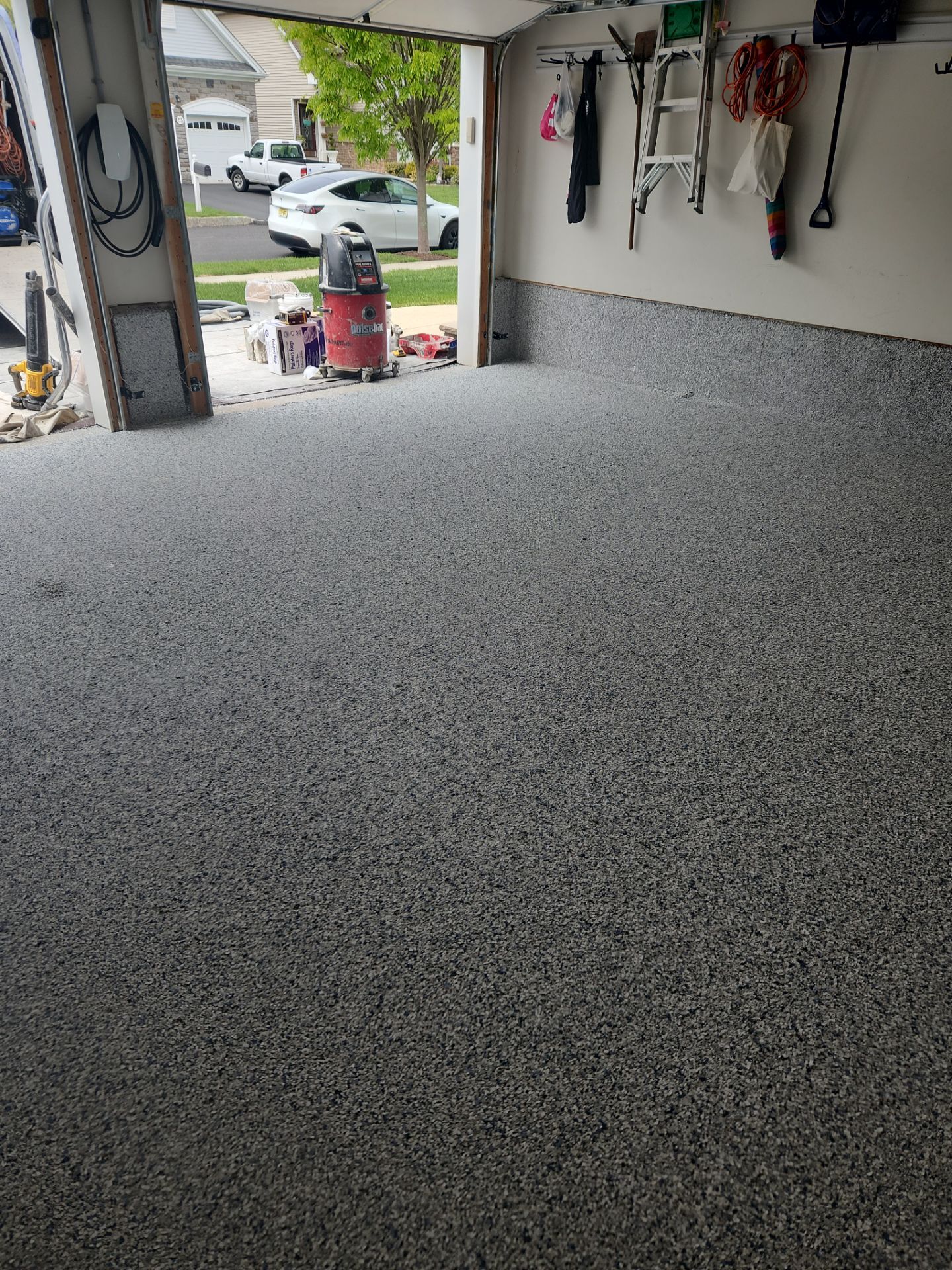 Hillsborough Township Garage Floor Coating with Multi-Colored Polyaspartic Flake by Spectrum Painting, LLC