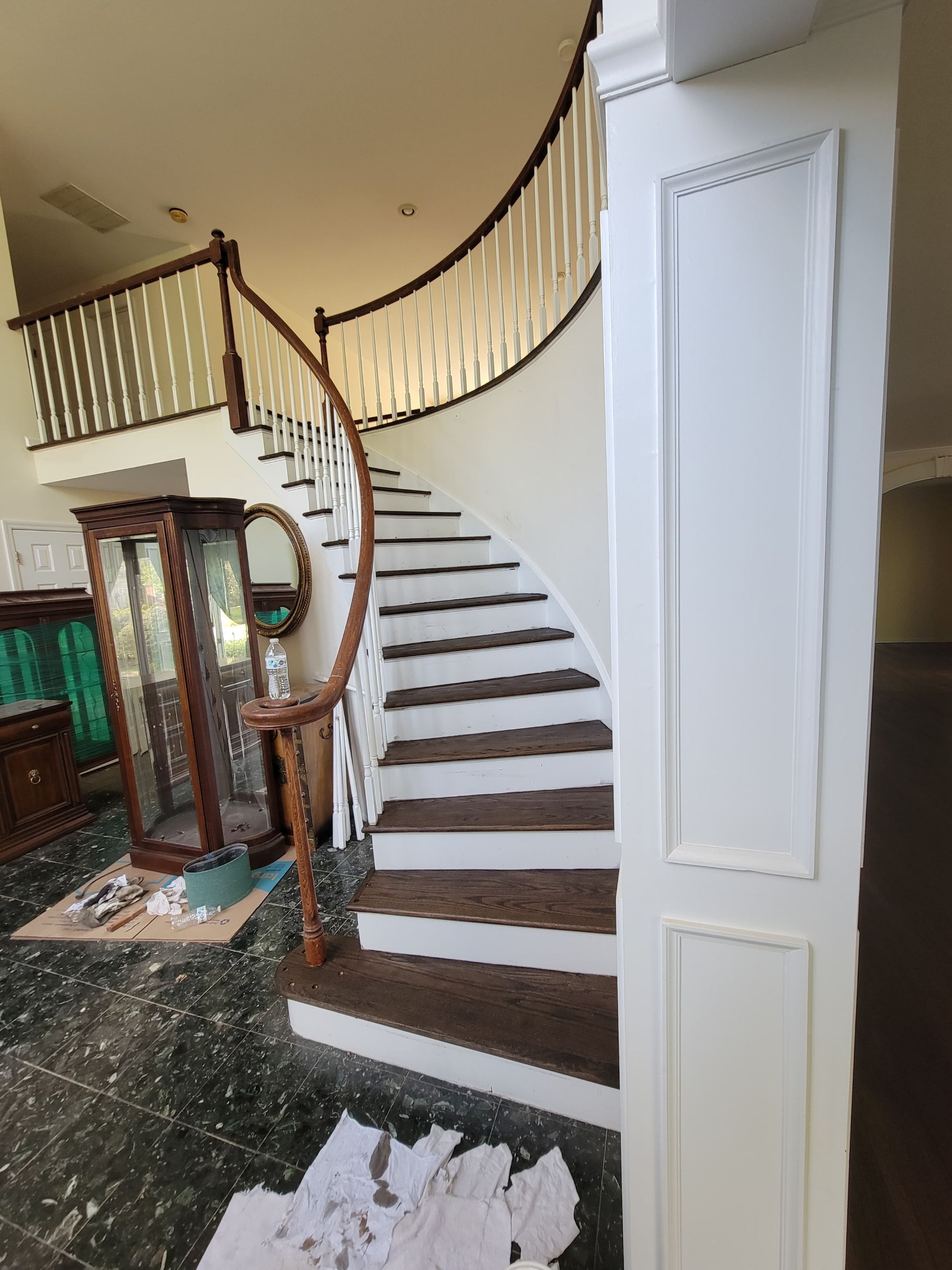 Red Oak refinished with DuraSeal Jacobean Stain and Bona Semi Gloss by Footprints Floors Morristown