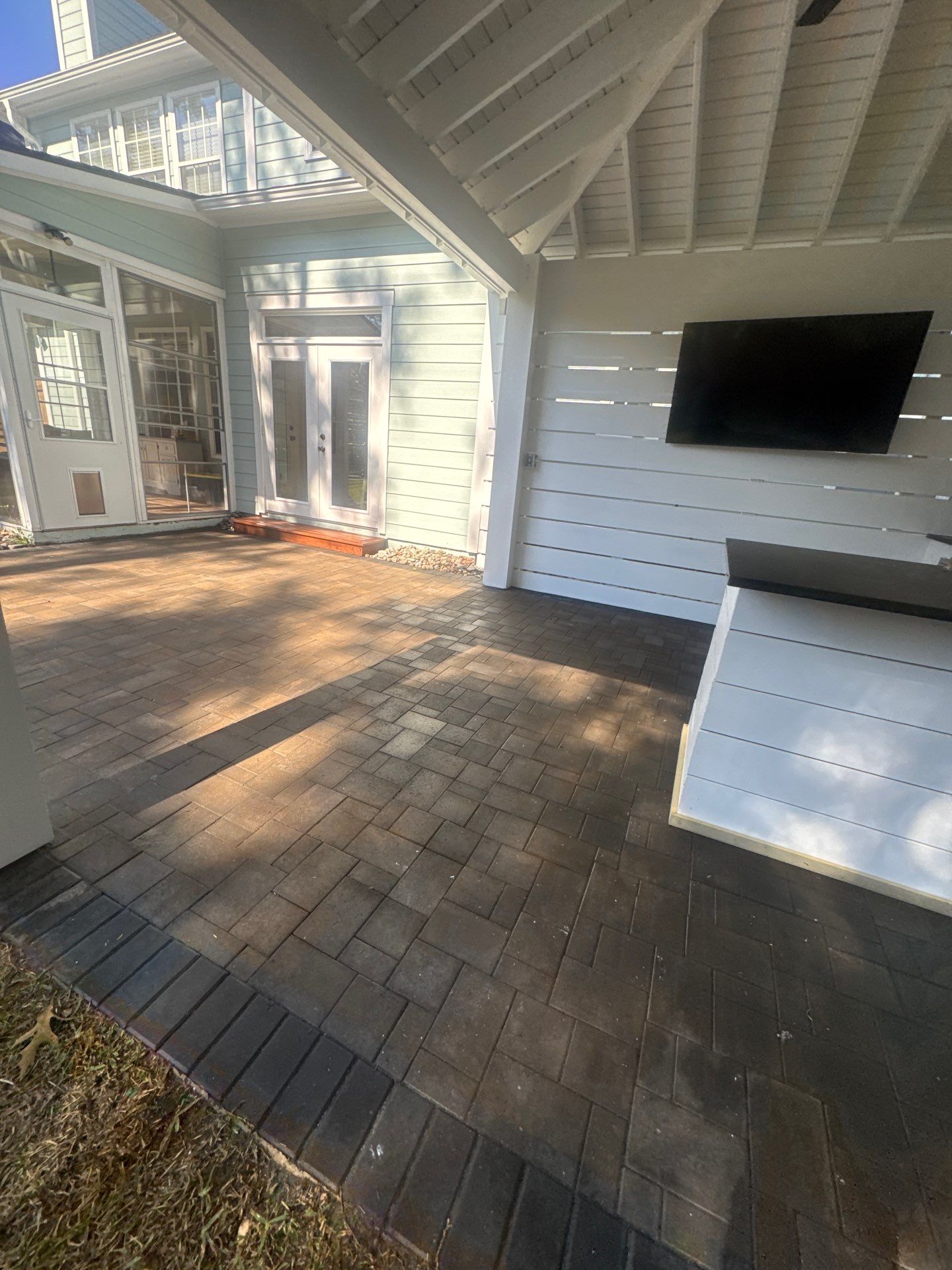 Weathered Fence and Patio using Wood Sealant and Concrete Sealant by DuraSeal