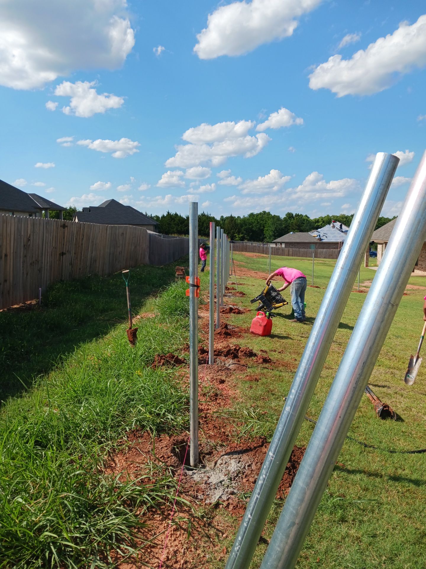 Cedar Fence using Metal Poles by Clays Services Inc