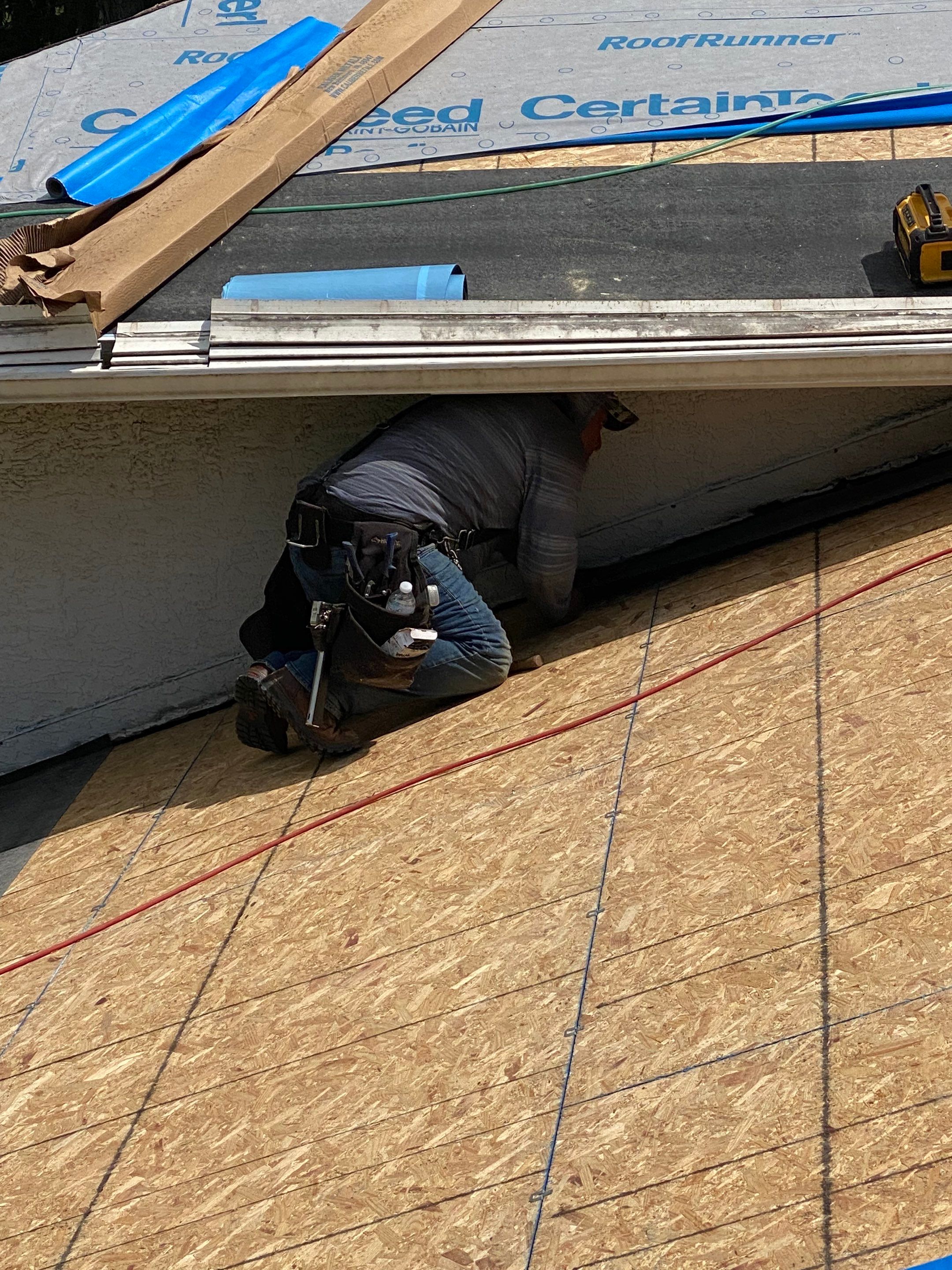 New Roof Installation using new OSB sheathing Certainteed Landmark Shingles by Best Roofing & Siding Company