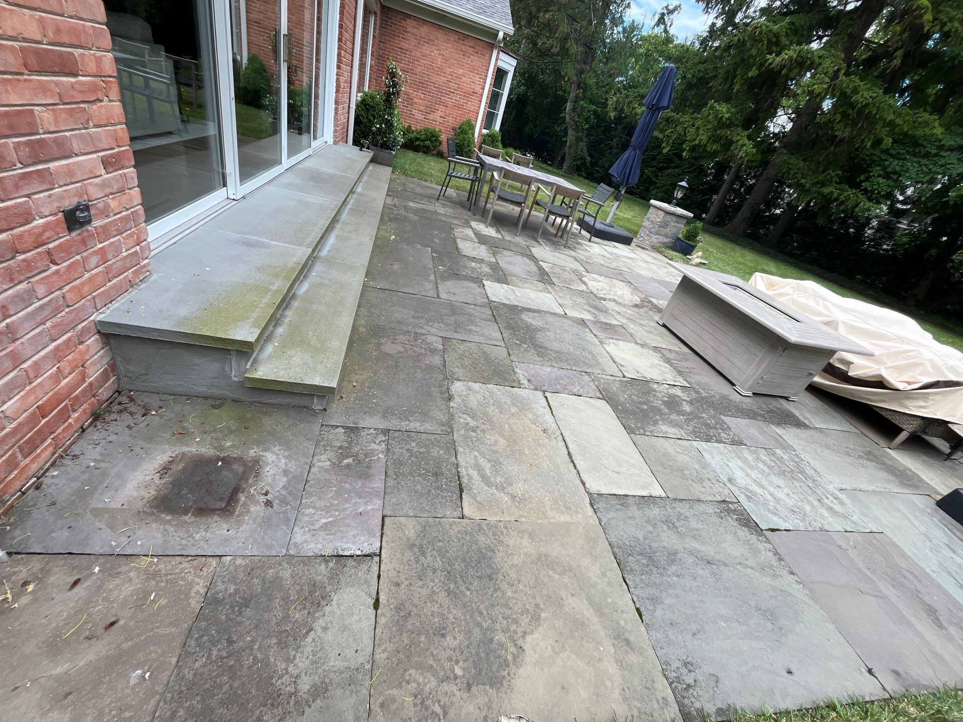bluestone cleaning using Algaecide, soft wash soap by Northern Power Washing LLC.