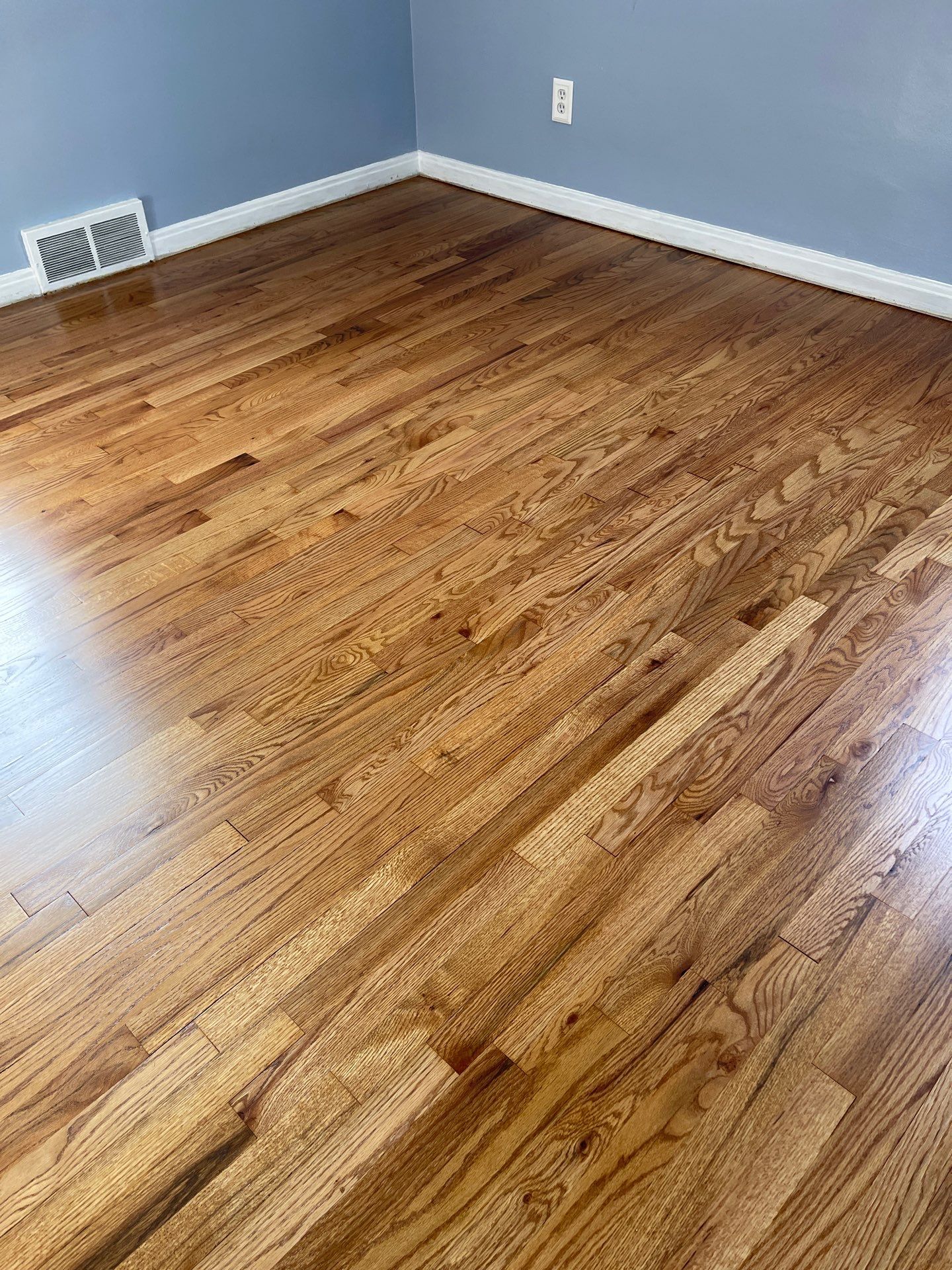 Hardwood flooring sanding using 2 1/4" Red oak flooring Golden Oak Stain by Ann Arbor Hardwoods