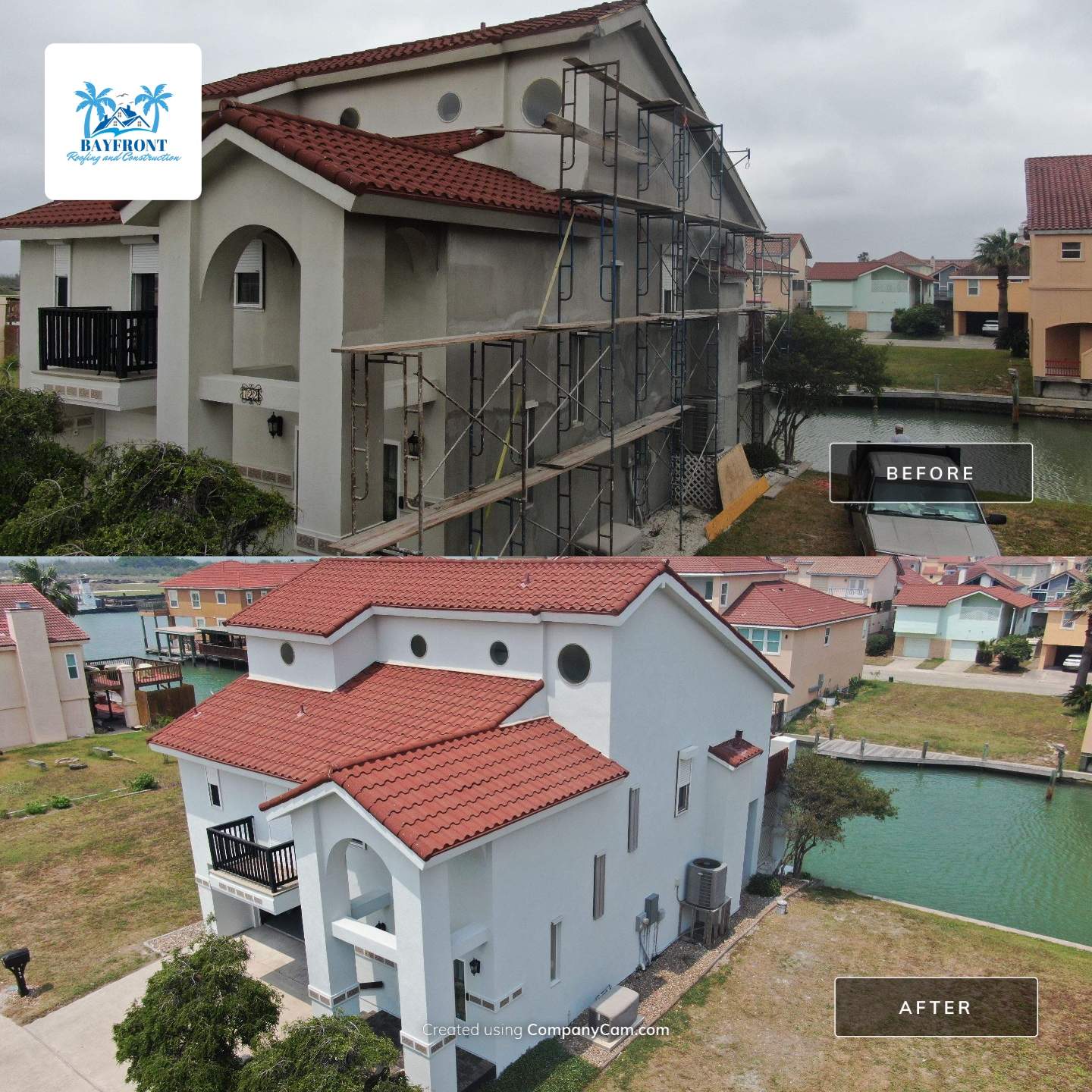 Waterfront Stucco Remastered by Bayfront Roofing and Construction