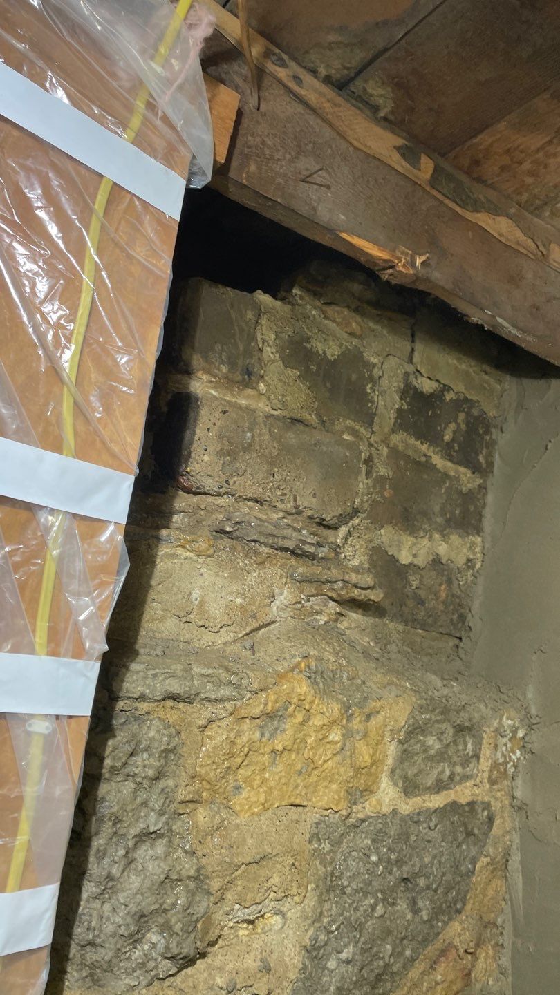 Parge Coating Drew's Stone Foundation by Waterproofing Northeast