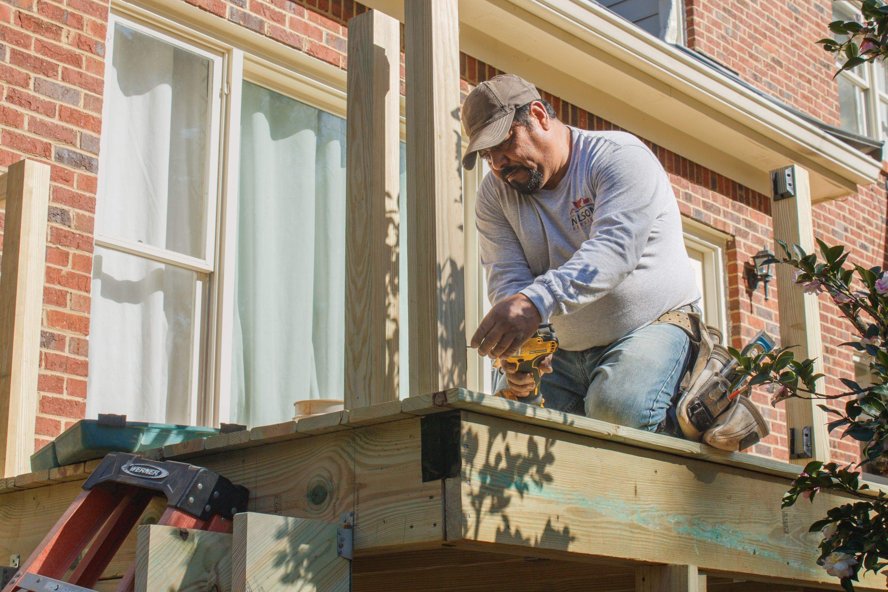 Timbertech LED Light Installation on Wood Deck Build in Marietta, GA by Nelson Exteriors 