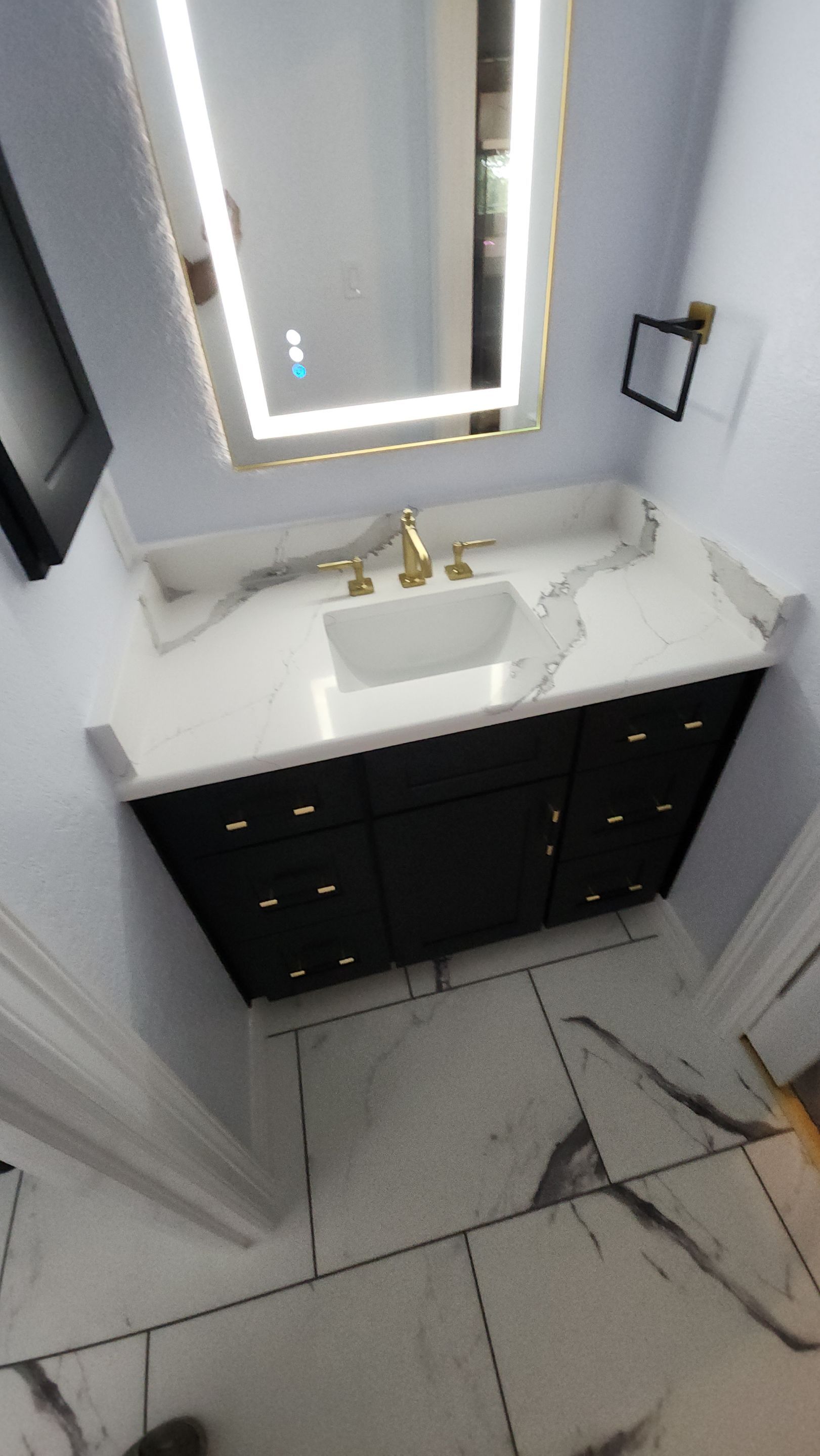 Monochromatic Bathroom Remodel featuring Walk-In Shower by Legacy Bath and Kitchen 