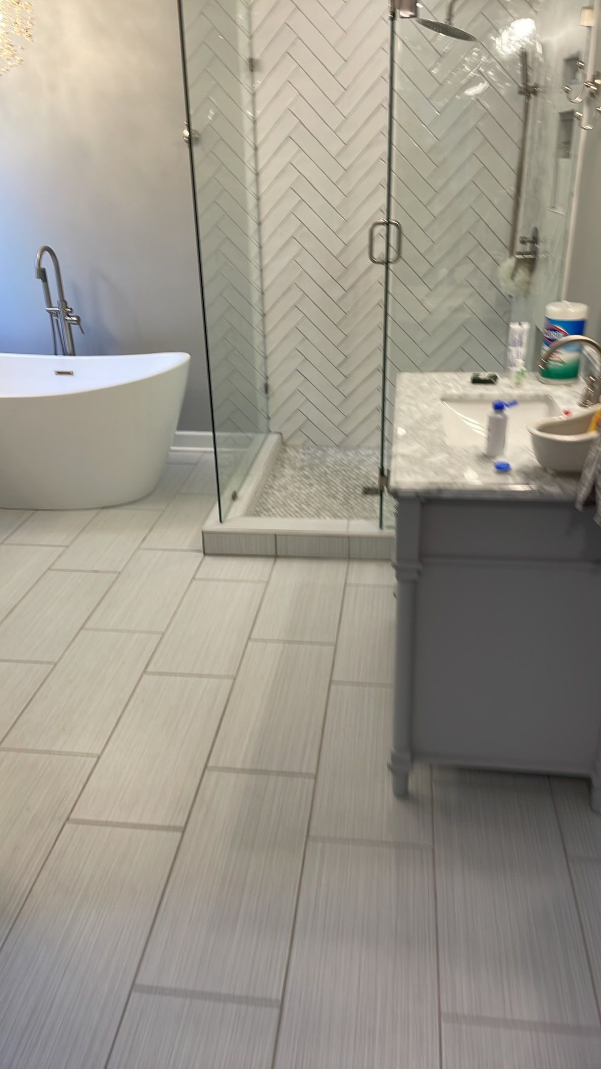 Bathroom Remodel using Schluter by Footprints Floors of Coastal Carolina