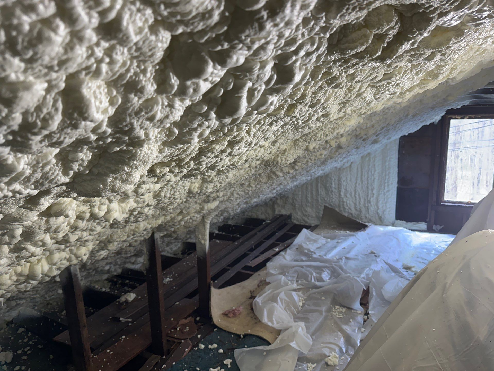 Attic Insulation using open cell spray foam by NYS Foam & Energy