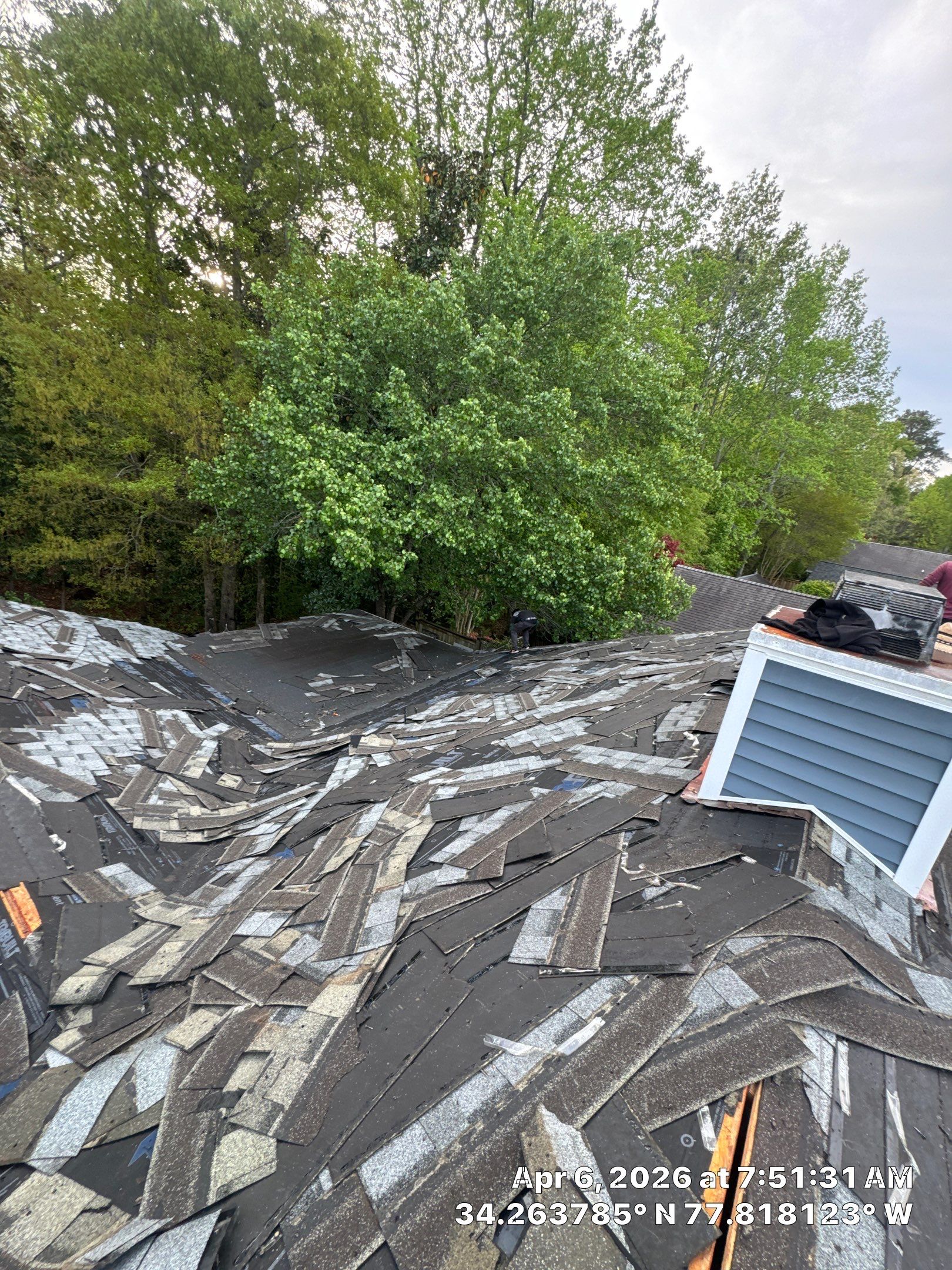 A 5-year-old roof that needed full replacement by North Carolina Roofs